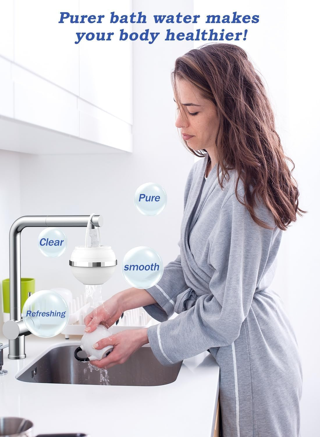 Bath Filter for Tub with 2 Filter Cartridges, Bath Water Filter, 10 Stages, Shower Water Filter, Bpa-Free Removes Hundreds of Contaminants for Softer, 2,500 Gallons of Filtration (Bright White) image number 2