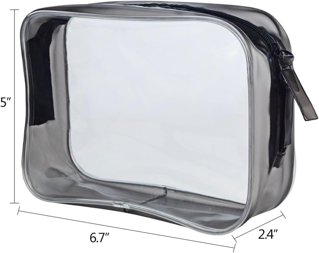 5 Pack TSA Approved Clear Toiletry Bag Clear Cosmetic Makeup Bag for Travel, Beach Vacation and Bathroom Quart Size Black image number 2