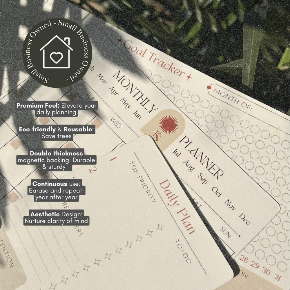 Premium Color-Coded Time Block Planner, Refrigerator Magnetic Planner Set, Vision Board, Wet Erase Daily Magnetic Calendar for Fridge, Weekly Planner, Habit Tracker, Teacher Planner image number 5