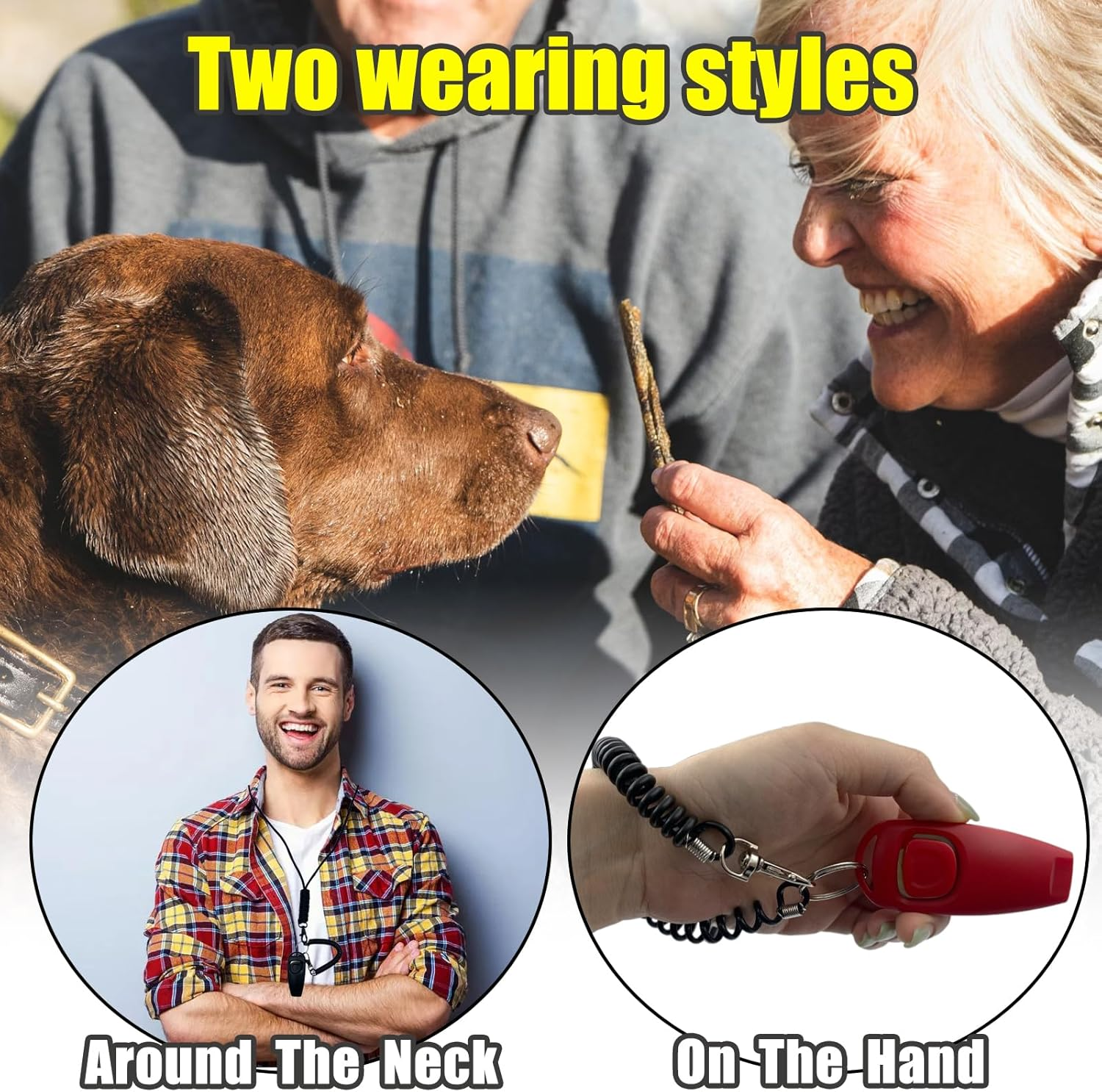 VPB Dog Whistles Set,2 in 1 Combined Dog Clicker and Whistle,Dog Whistles for Recall and Dog Training Whistle,With Adjustable Lanyard,Suitable for Dogs and Puppie