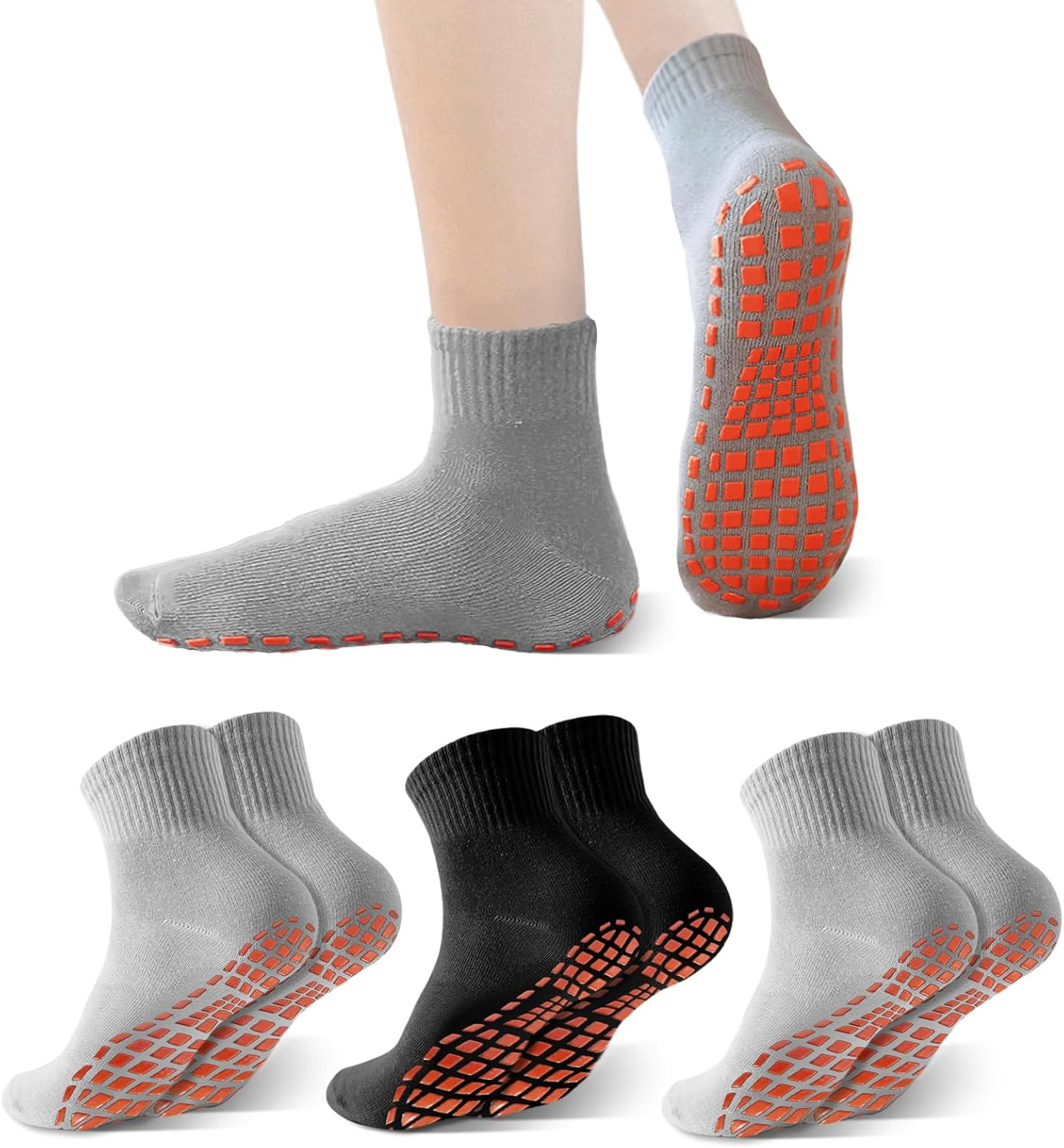 Supcomsta Non Slip Socks for Men Women, Grippy Socks Fitness Grip Sock Pilates, Pilates Grip Yoga Socks with Grips for Women Sport Dance