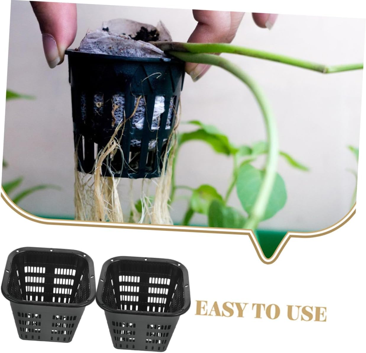 ROMISBABA 10Pcs Hydroponic Mesh Planting Cups Reusable Net Pots for Soil-Less Cultivation for Vegetables and Indoor Gardening and Ventilated Design image number 5