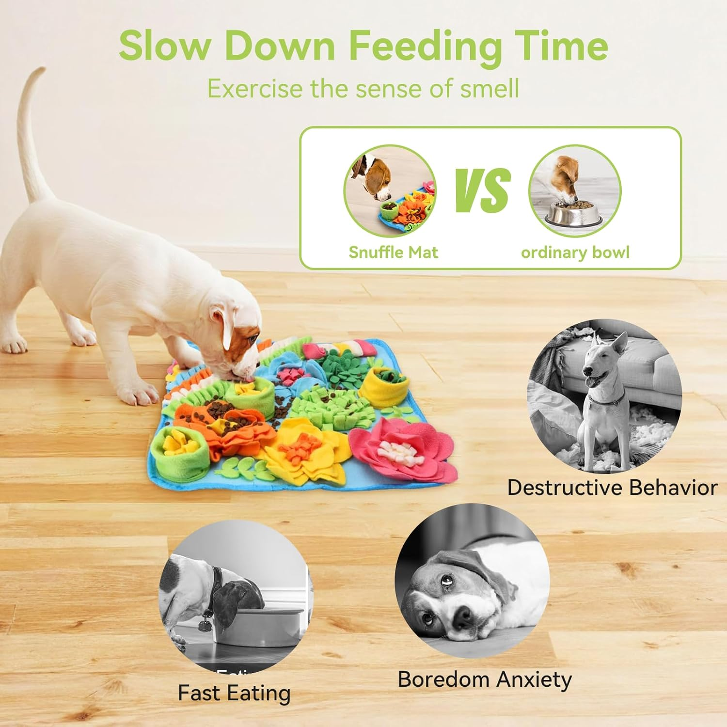 VCCLFSIA Snuffle Mat for Dogs, Sniff Mat Slow Feeding Mat for Small Pets, Cats, Rabbits, Puppy Snuffle Mat Encourages Natural Foraging Skills for Small Dogs Cats (15.4 X 15.4In/39Cm X 39Cm)