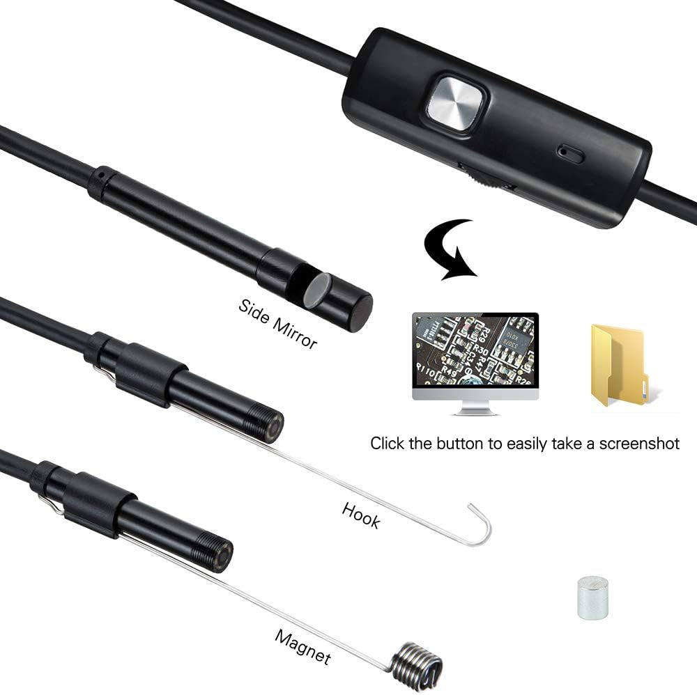 Inspection Camera Endoscope 1080P HD Digital Borescope Inspection Camera with 6 LED 3 in 1 Waterproof Cable Flexible Snake Cable for Android Mac (2M) image number 2
