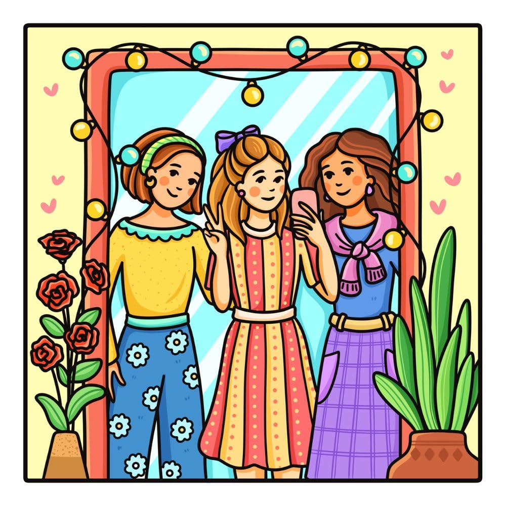 Bestie Moments: Coloring Book for Adults and Teens Featuring Cute & Girly Scenes for Relaxation image number 4