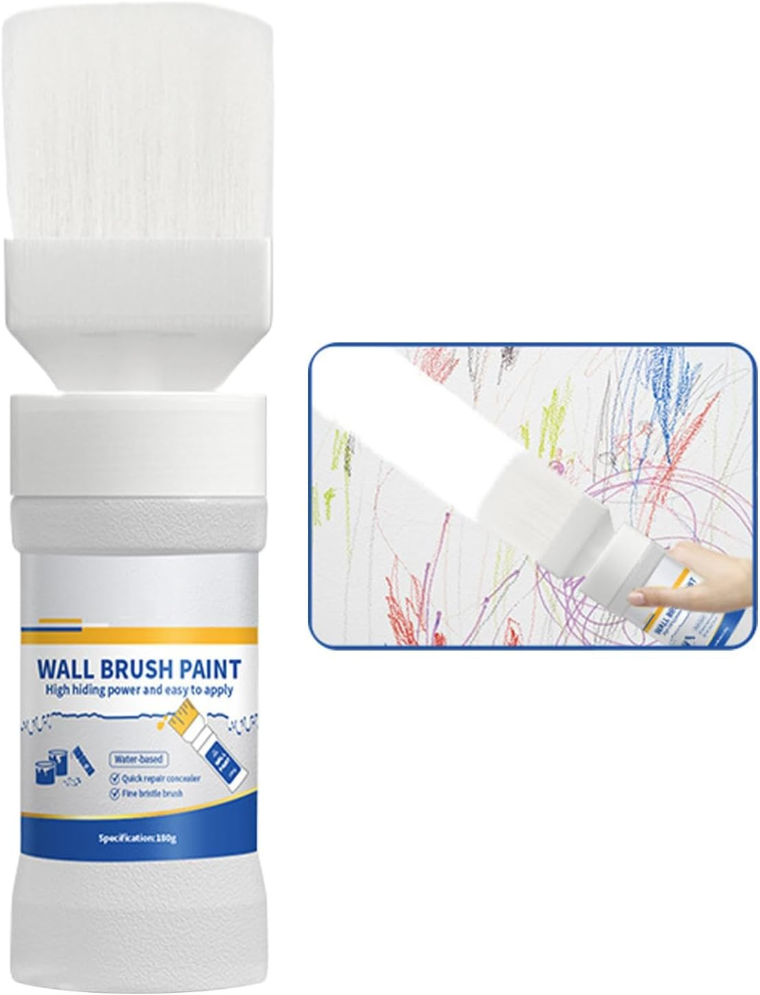 Wall Repair Paste - 180G Interior Wall Paint, Water-Based Wall Paint | Quick Dry Wall Paint Kit, Convenient Brush Included, Long-Lasting Solution for Home Walls image number 1