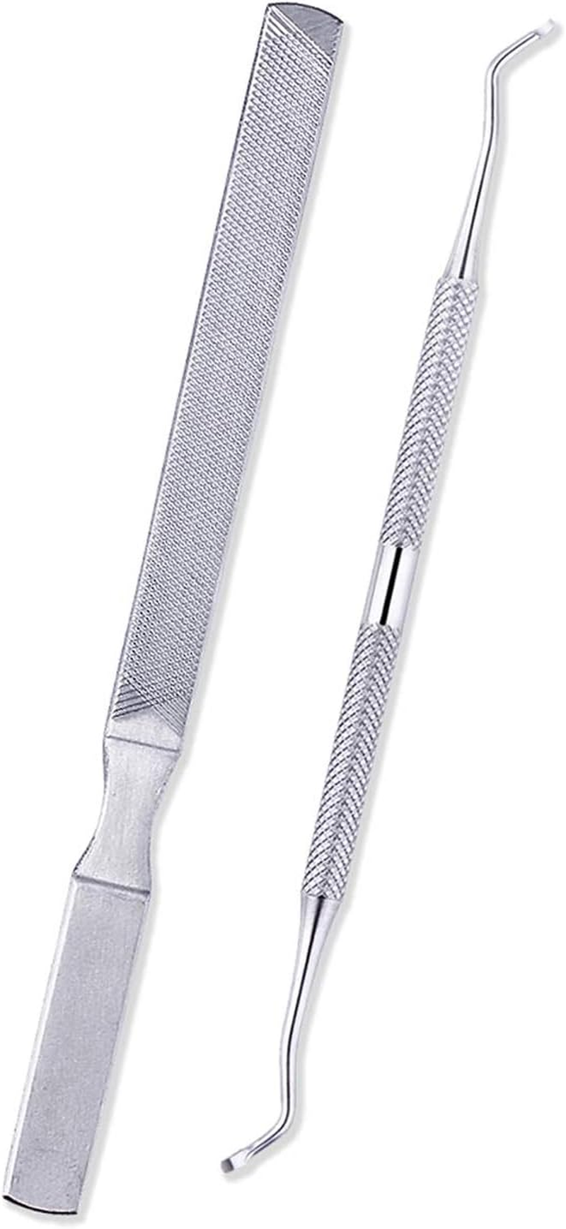2PCS Toe Nail Files for Fungal Thick Nails,Long Steel Nail File for Onychomycosis, Fungal & Ingrown Nails &ndash; Dual-Ended Toenail Lifter,Nail Tools for Men & Women'S image number 3