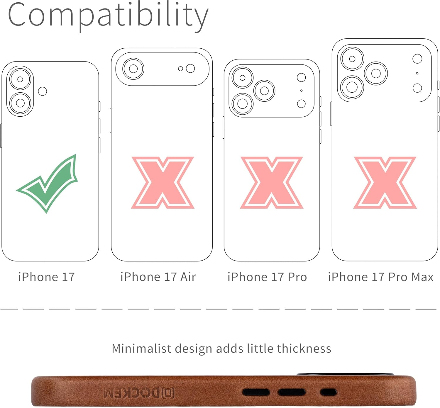 Dockem Genuine Leather Case for Iphone 17 Compatible with Magsafe, with Capacitive Camera Control Button (MSGL, Brown)