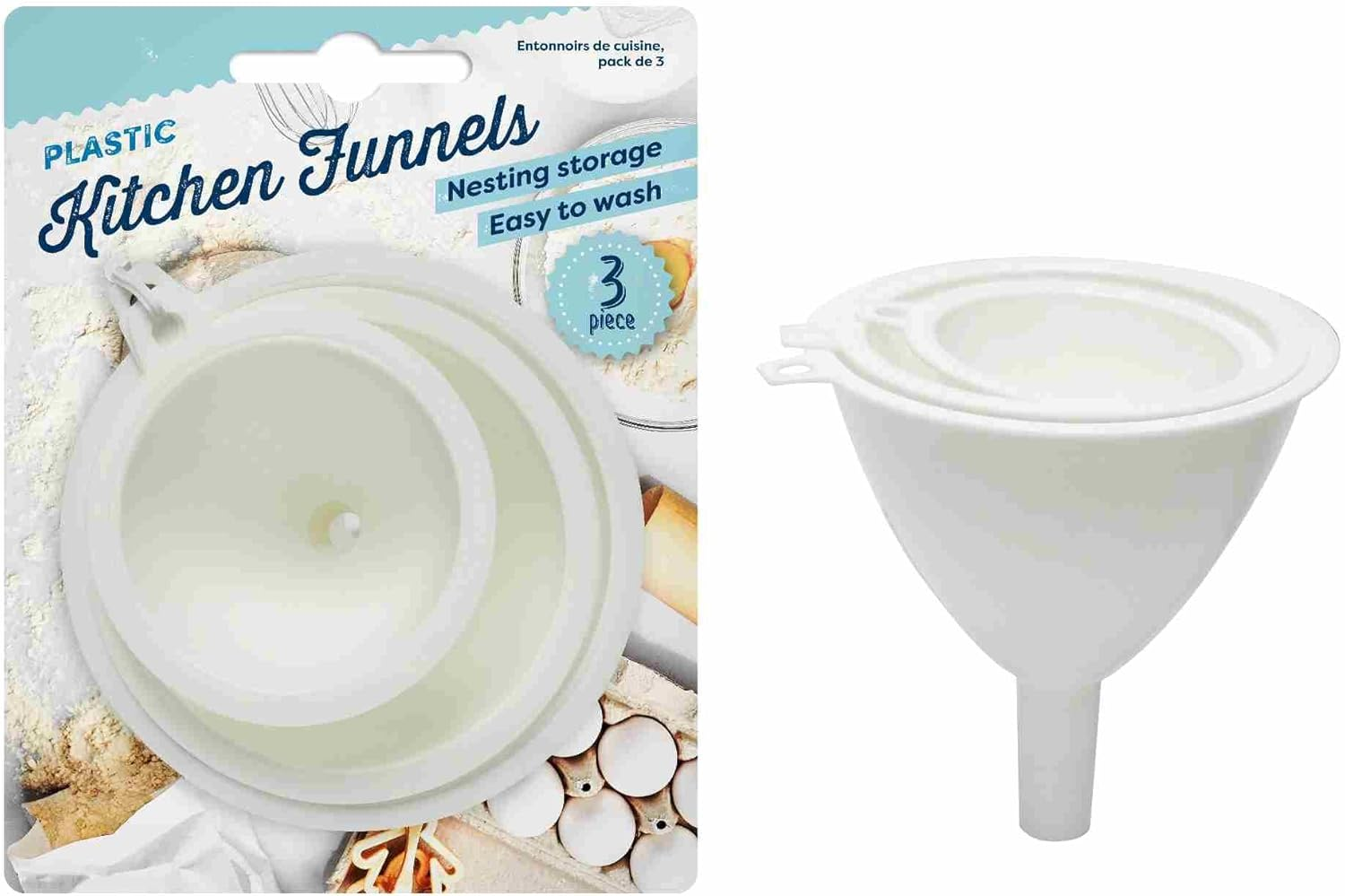 UBL Plastic Funnels Set with Handle (3 Pieces)