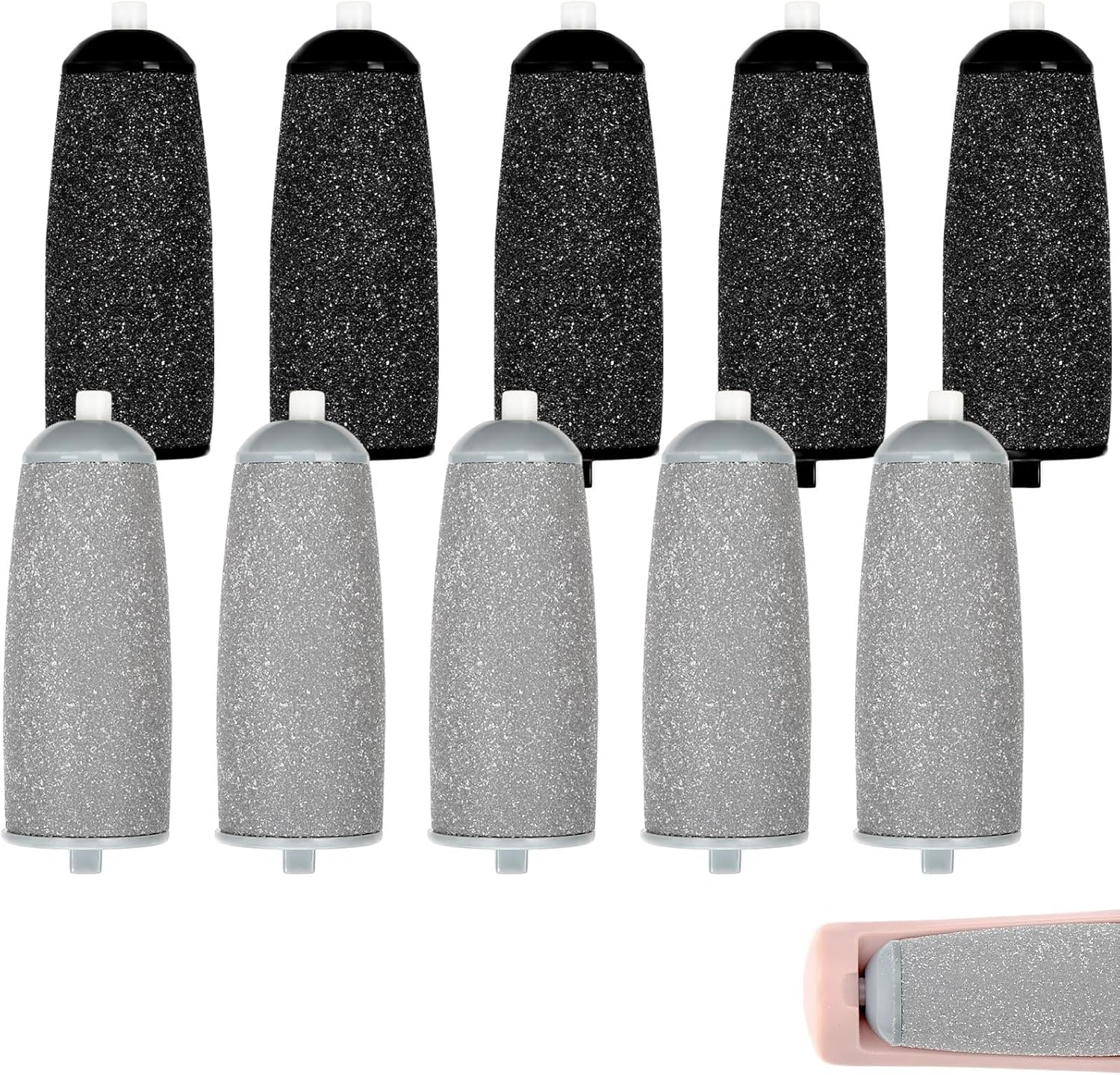 6Pcs Replacement Roller Refill Heads for Electric Callus Remover,Feet Pedicure Kit Refill Rollers, 2 Extra Coarse, 2 Regular Coarse, 2 Fine Coarse Refill Rollers (Black)