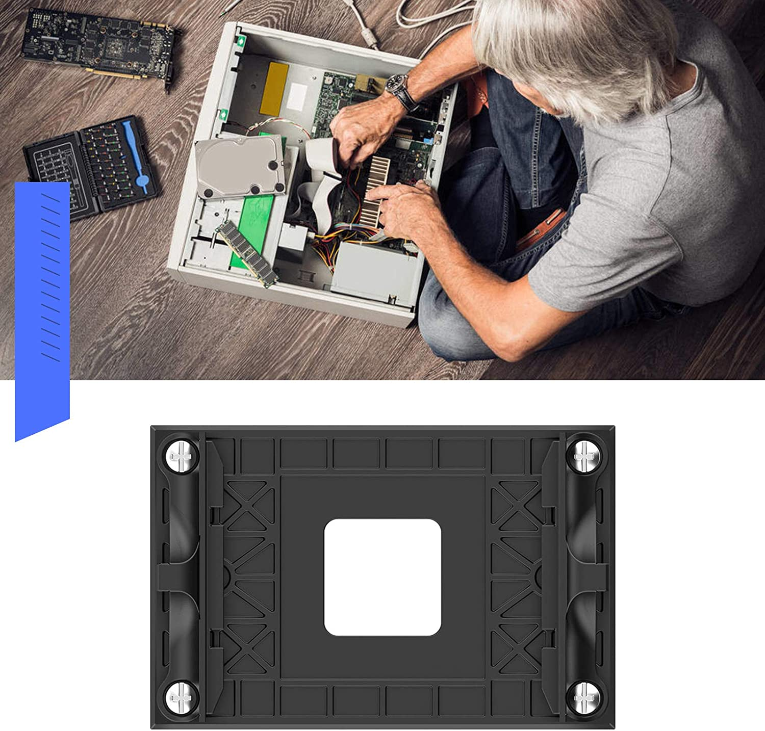 Emsea AMD CPU Fan Bracket Socket Retention Mounting Base for AM4 Motherboard Chipset B350 X370 A320 X470 with Screws Side Fixing Holder image number 6