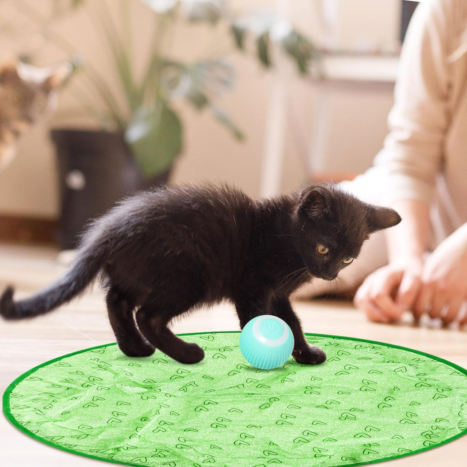 Byffoer Interactive Cat Toy, Intelligent Electric Self-Rolling Cat Toy Ball, Rolling Ball Cat Toy, Interactive Cat Ball for Cats Dogs image number 2