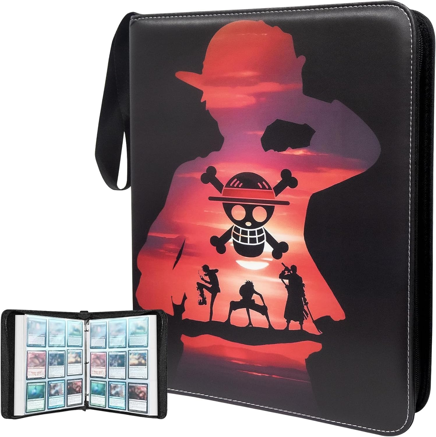 400 Pockets Trading Card Binder for One Piece Cards,Portable Waterproof Card Storage Book with Removable Sleeves, Children Gifts for Anime, Game, MTG and TCG Cards