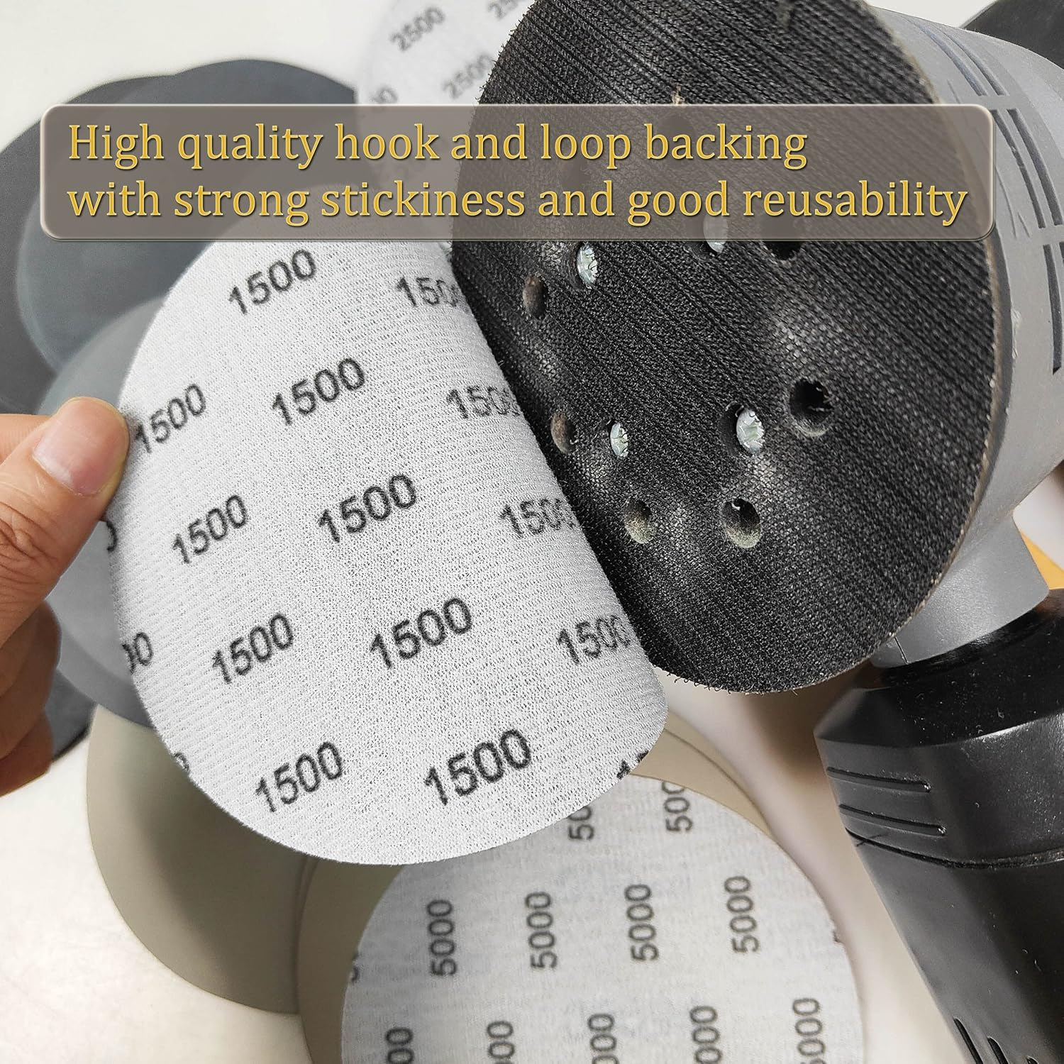 Freletry 5 Inch 30PCS #600-#5000 Hook and Loop Wet Dry Sanding Discs 600/800/1000/1200/1500/2000/2500/3000/4000/5000 Grit Compatible for Random Orbital Sander (30 PCS 5 Inch #600-#5000 Grit) image number 6