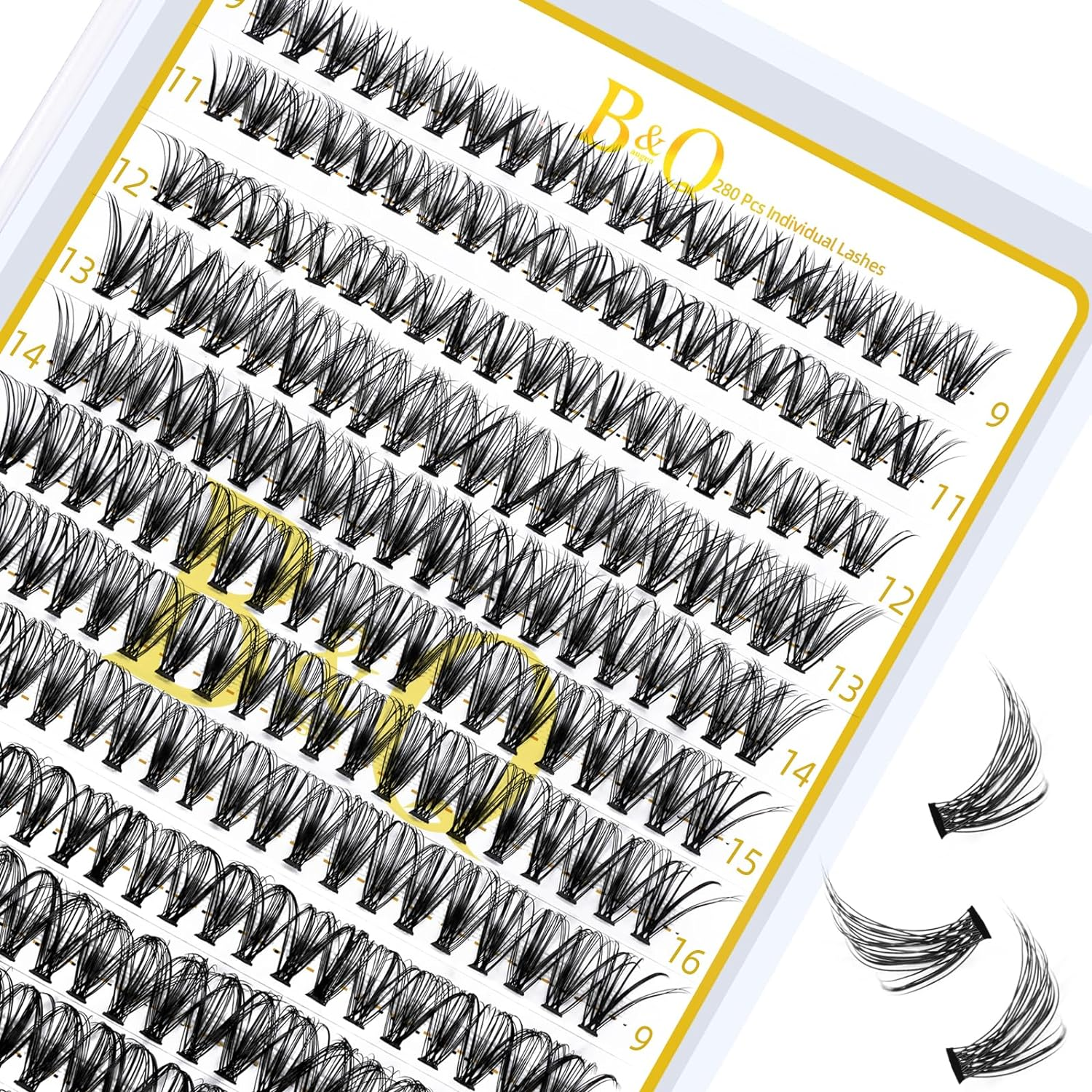 Lash Clusters 30D-0.07D-9-16 Cluster Lashes Individual Lashes 280 Clusters False Eyelash 10D 20D 30D 40D Lash Clusters Extensions Individual Lashes Cluster DIY Eyelash Extensions at Home (30D-0.07D,9-16Mix)