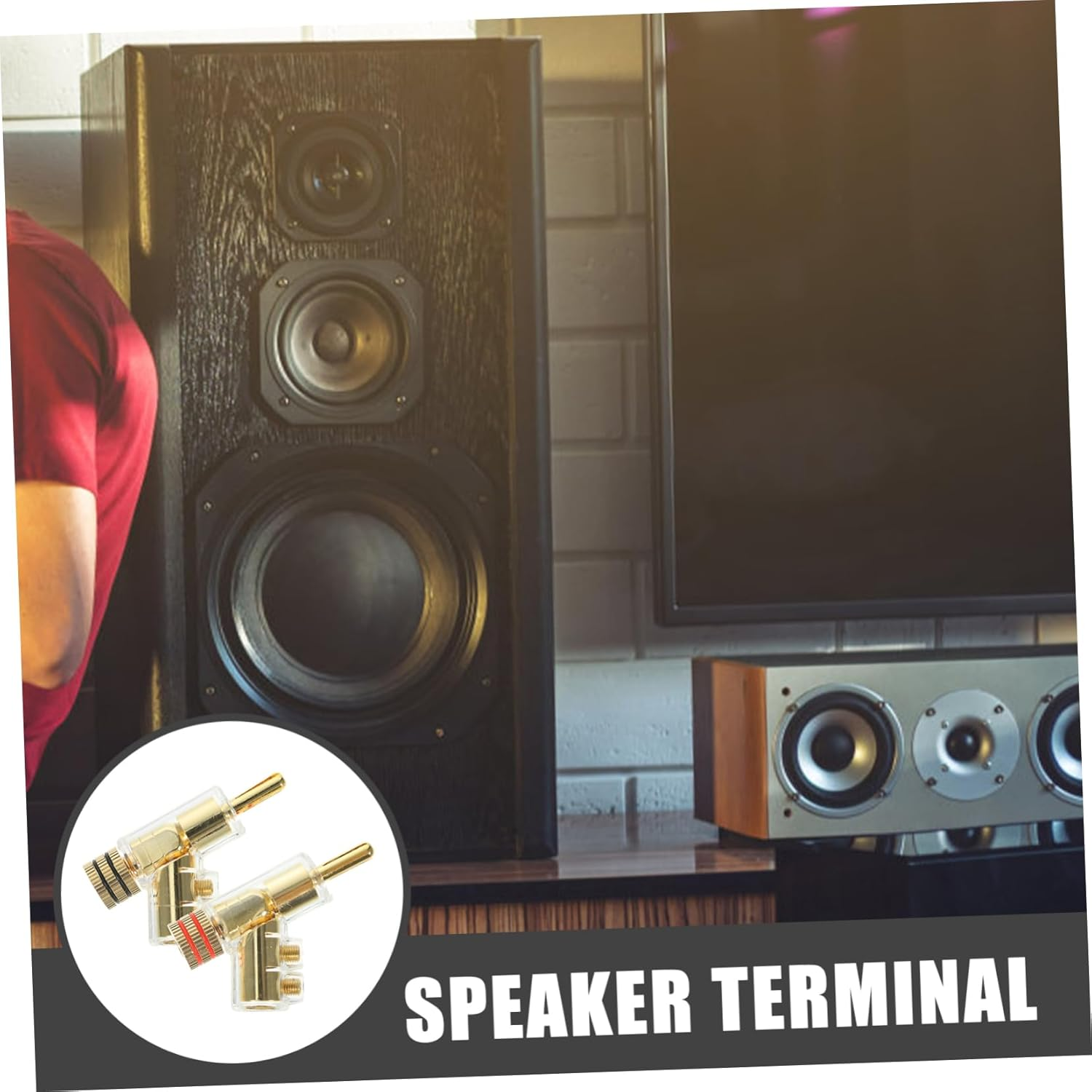 WOFASHPURET 2Pcs Gold-Plated Locking Banana Plug Connectors for Speaker Wire and Amplifier, Angled 45-Degree Solderless Audio Terminals Compatible with Home Theater and Hifi Systems - Silver image number 7