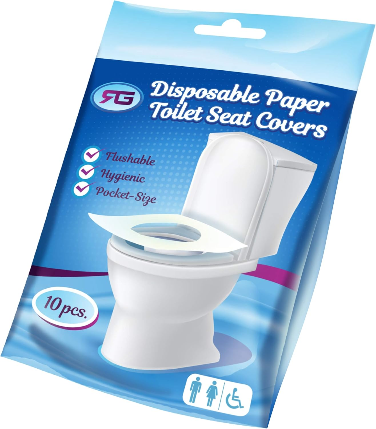 Rockland Guard Toilet Seat Cover - Flushable & Disposable Toilet Seat Cover for Bathroom - Road Trip Accessories & Travel Essentials for Kids & Adults - 5 Resealable Packs with 10 Sheets - 50-Count image number 5