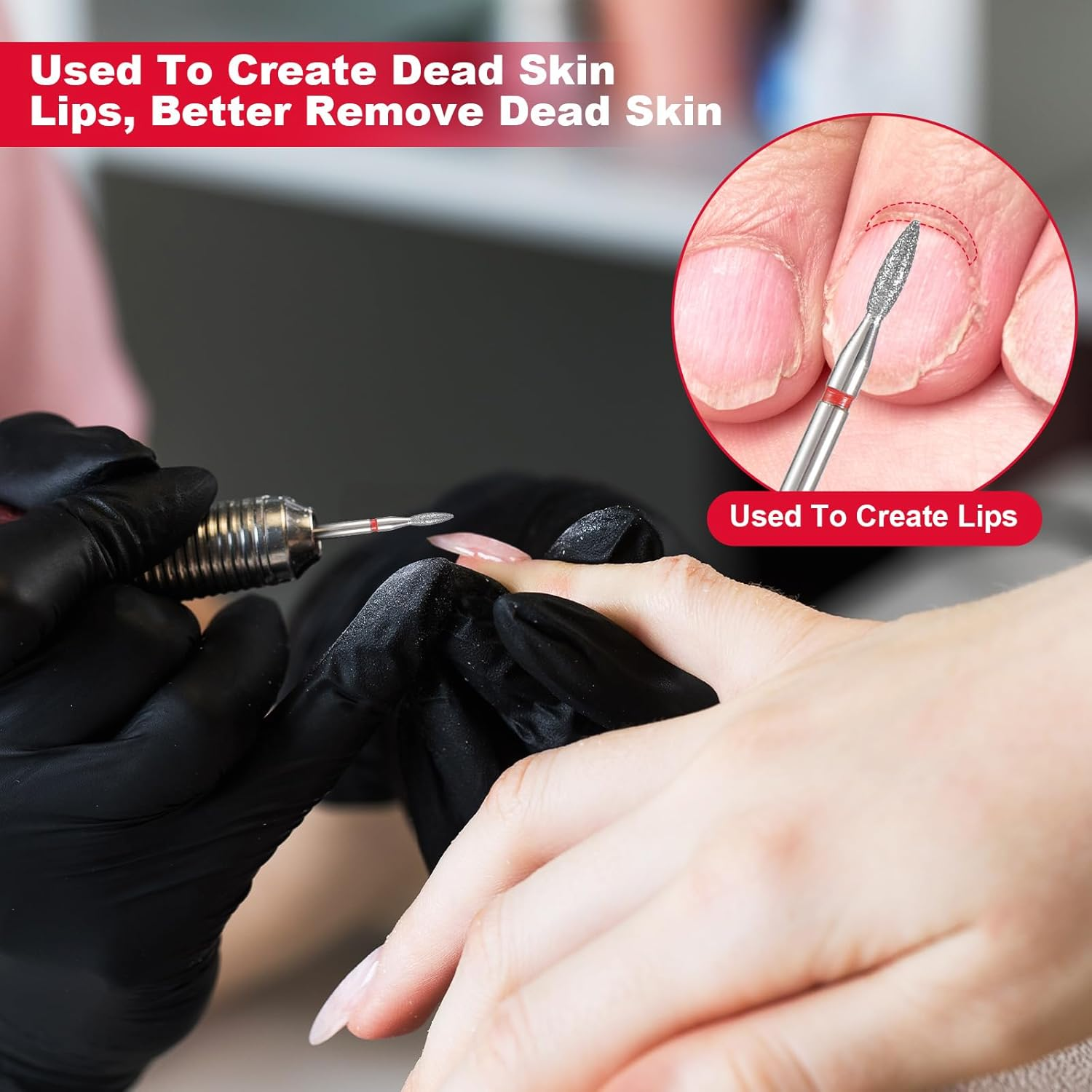 10 Pcs Flame Bit for Nail Drill Professional Cuticle Nail Drill Bits with Case for Dead Skin 3/32'' Nails Dry Manicure Pedicure Shape Remove Nails Salon Tools Manicurist Home Red Stainless Steel image number 5