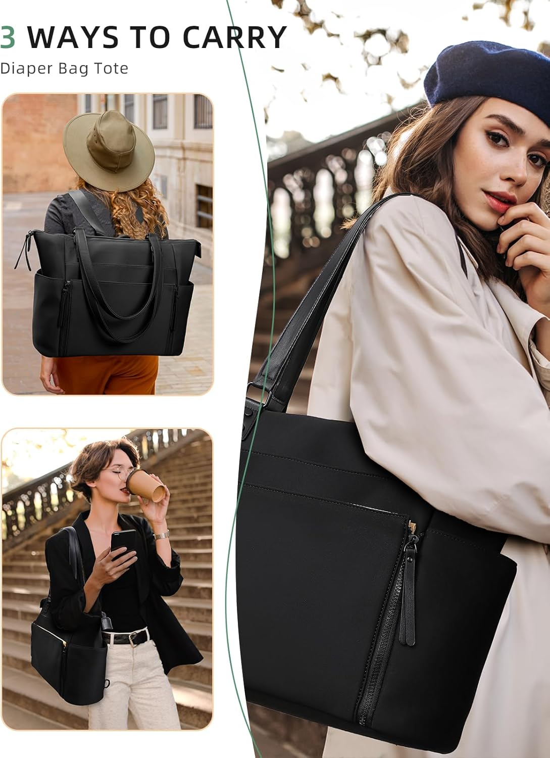 MOMINSIDE Diaper Bag Tote, Neoprene Diaper Bag Backpack with 14 Pockets, Convertible Baby Bag for Boys Girls image number 5