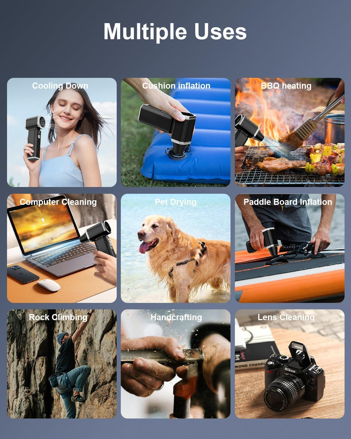 Compressed Air Duster, Super Powerful 180000 RPM Turbo Fan Stepless Speed Adjustable Blower High Speed Duct Fan-Air Broom for BBQ Auto Keyboards Home Outdoor Dust Rain Snow Leaves Removal image number 4