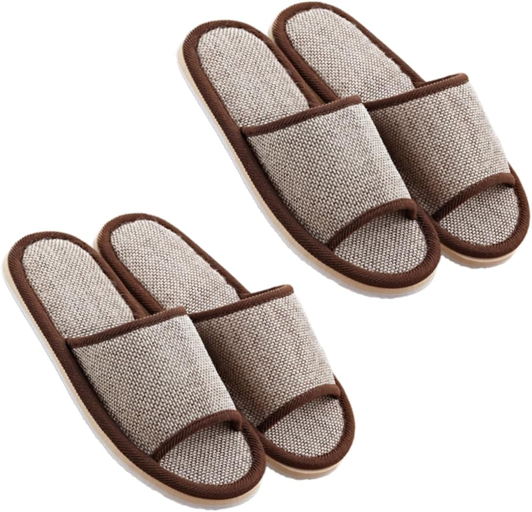 PACKOVE 2 Pairs of 29Cm Non-Slip EVA Slippers for Home and Hotel Open-Toe Linen Slippers for Adults Suitable for Size 40-43 Summer Footwear image number 3
