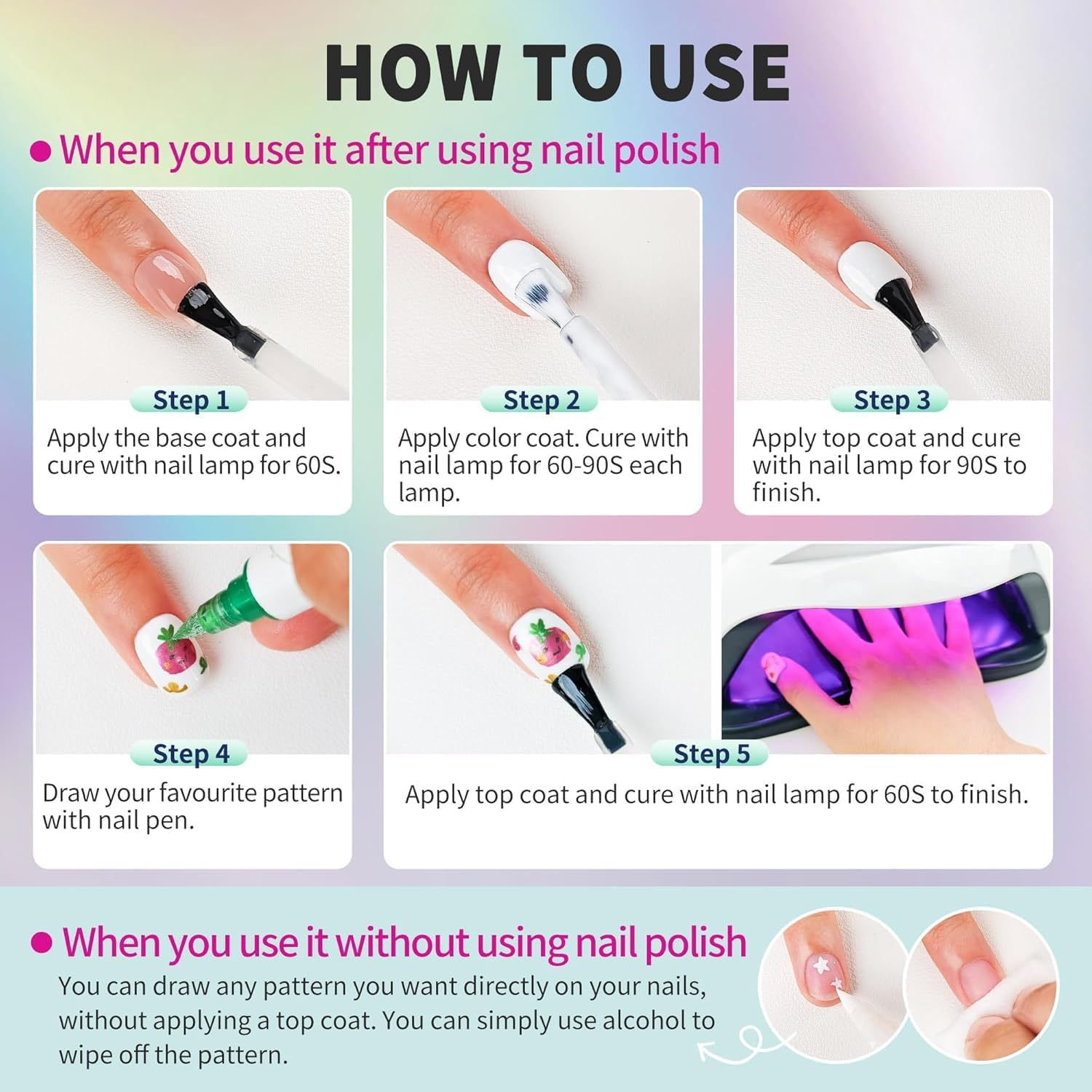 Beauty7 Nail Art Pens Set 10 Color 3D Nail Polish Pens Glitter Dual Tipped Nail Art Pen Drawing Liner Graffiti Dotting Painting Pen Liner Brush Acrylic for DIY Nail Art Beauty image number 3