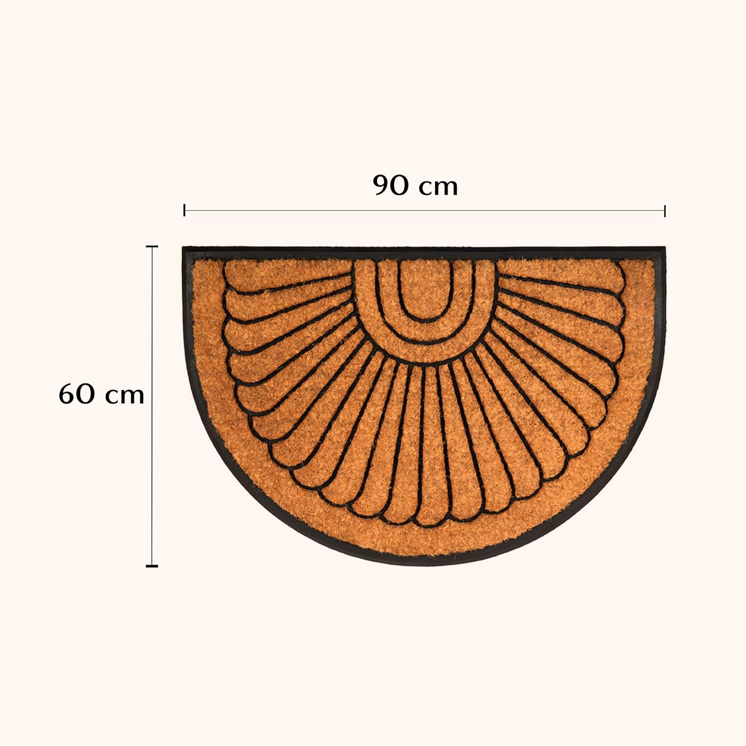 60X90 CM Half round Semi Circle Rubber and Coir Doormat Welcome Entry Mat Kochi image number 6