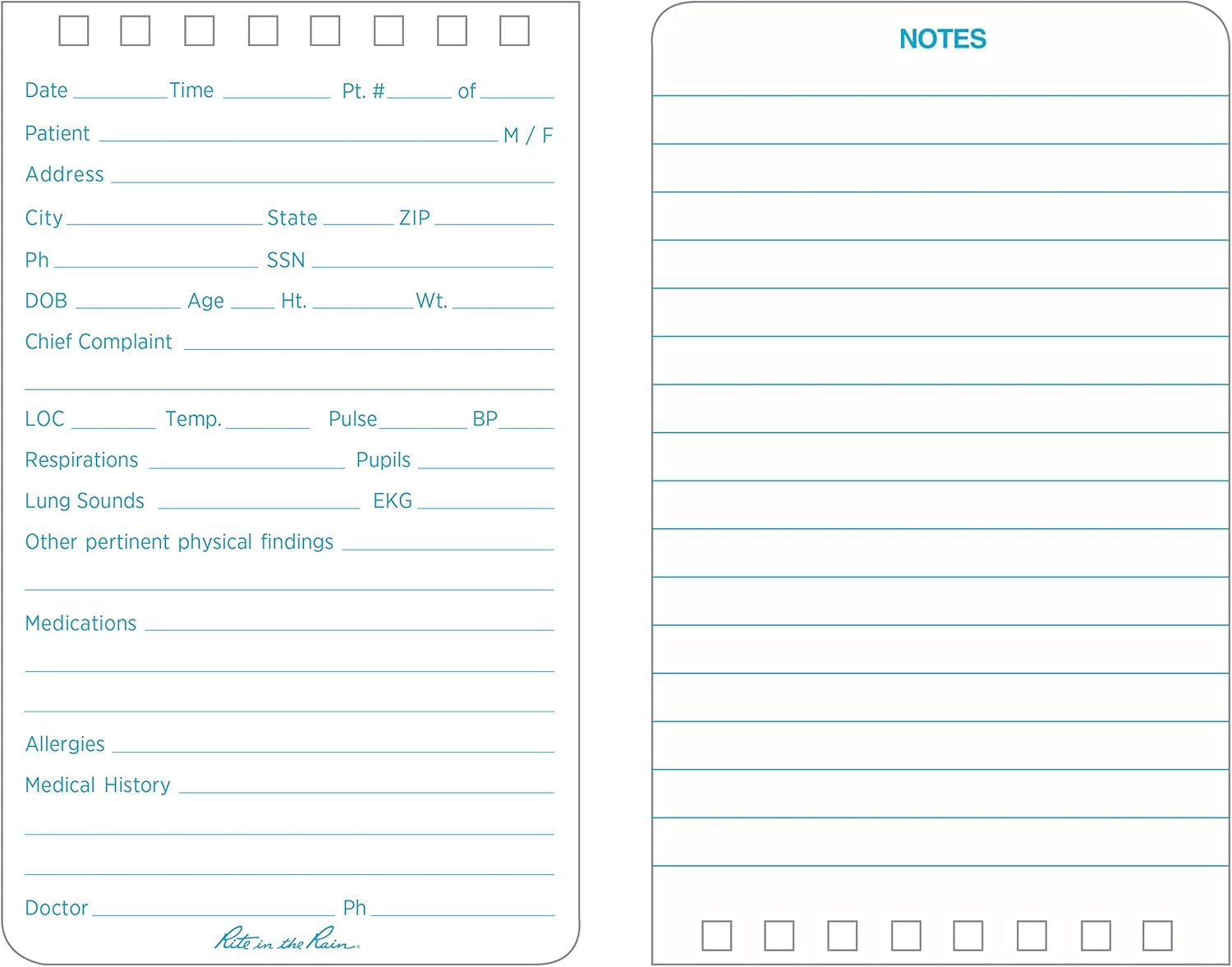 Rite in the Rain Trademark Fine Art Weatherproof EMS Notebook, 3" X 5", Yellow Cover, Vital Stats Pages, 3 Pack (No. 112-3) image number 6