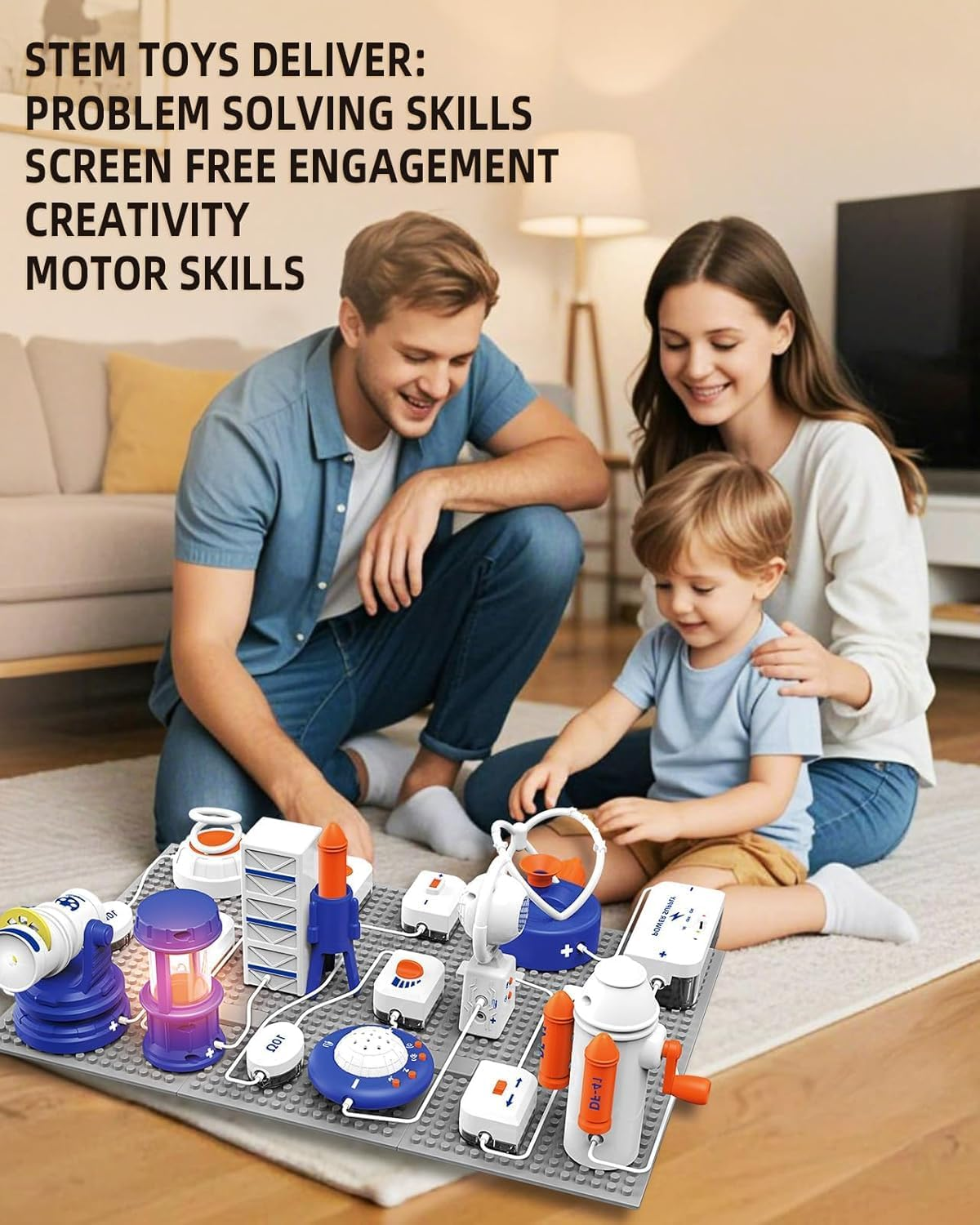 Electronic Kits for Kids, 1200+ Projects Electronic Circuit Board Toy, STEM Educational Toy Gifts for Boys Girls Ages 6+, 66 Pcs DIY Circuit Parts, Full Color Project Manual image number 2