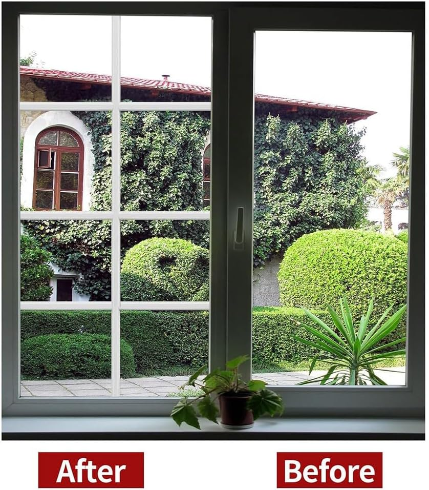 5 Rolls Total Window Grille Inserts Grid Kit Self Adhesive Peel and Stick Trim Simulated DIY Window Decorative White image number 2