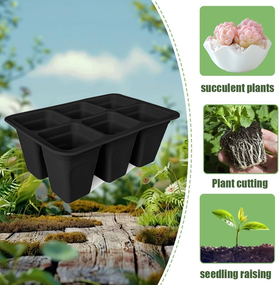 12 Pack Plant Germination Trays,Reusable Seed Starter Tray,Seedling Hole Plate,Silicone Seedling Pot,For Vegetable,Flower,Herb (Total 6 Cells) image number 6