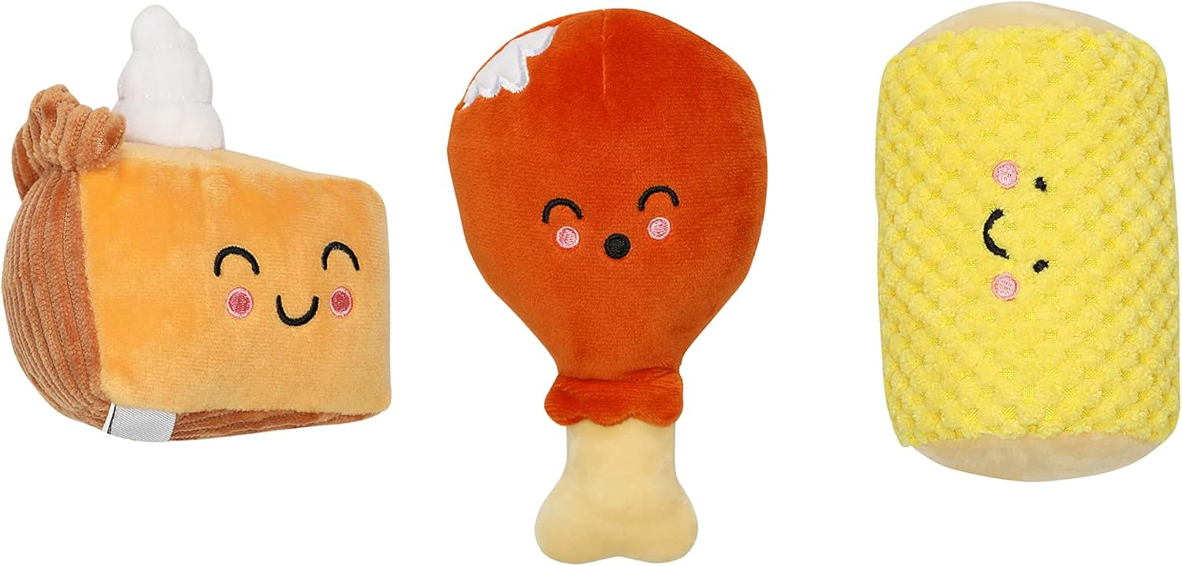 Pearhead Thanksgiving Dinner Dog Toys, Set of 3, Plush Dog Toys, Squeaky Dog Toy, Fall Pet Toys image number 4