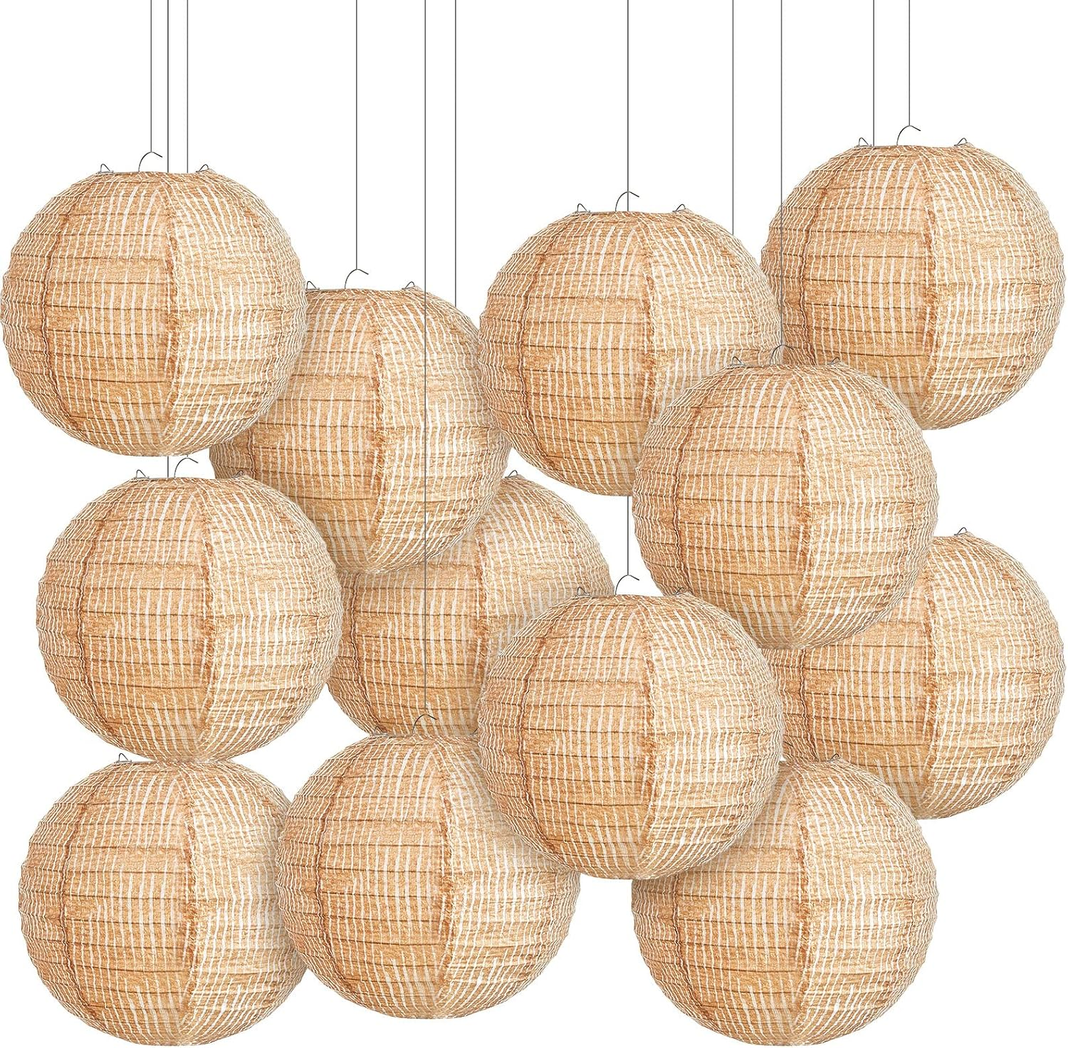 Hortsun 12 Pcs Print Burlap Paper Lanterns round Chinese Paper Lanterns Decorative Farmhouse Classroom Decor Home Sweet Classroom Birthday Party Ceremonial Event (8 Inch) image number 4