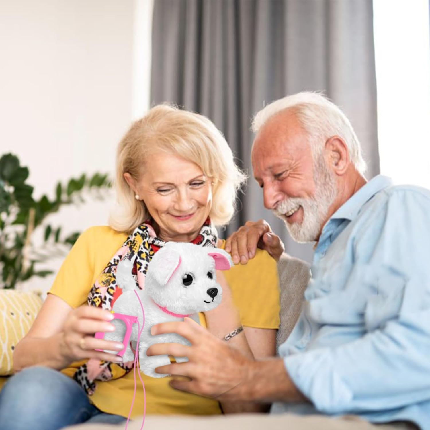 Walking & Barking Puppy Toy with Remote Control Leash &ndash; Tail Wags & Head Nods, Soft Plush Electronic Pet, Easy One-Switch Play, Battery Operated 3&times;AA (Not Included), Toy Dog for Kids &ndash; White