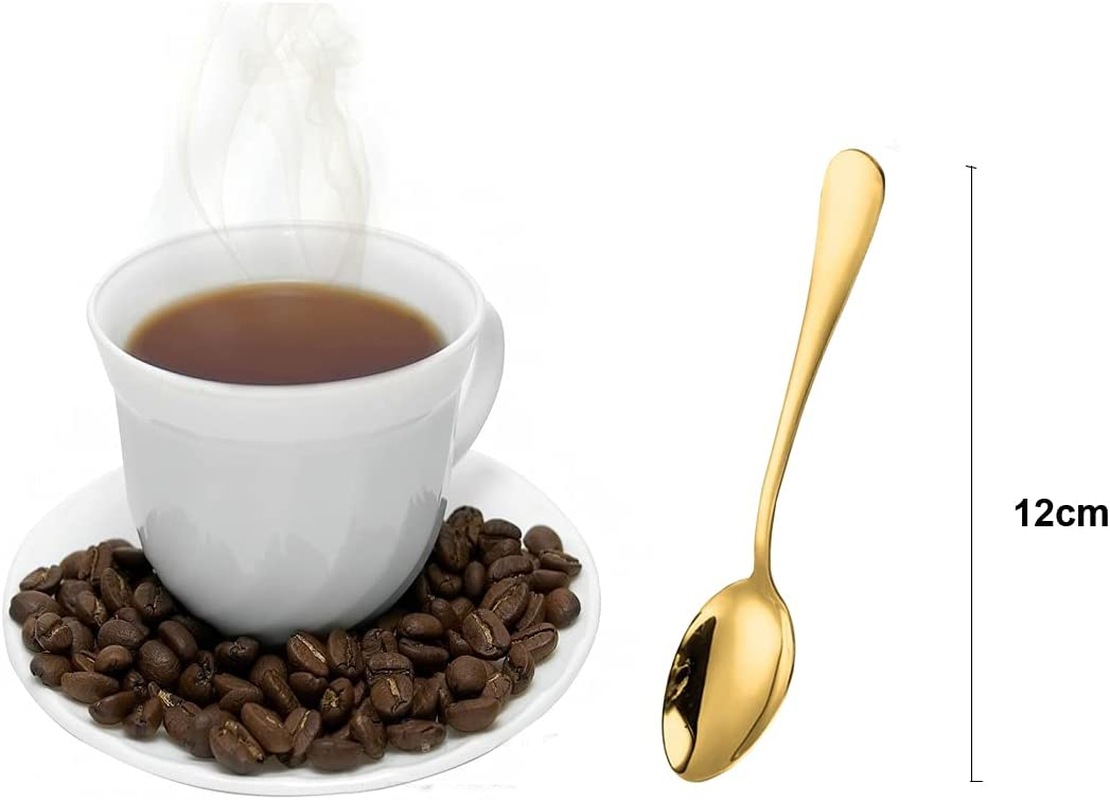 Wesdxc56 Demitasse Espresso Spoons, Mini Coffee Spoon, Stainless Steel Small Spoons for Dessert, Tea,Set of 6 (Gold) image number 5