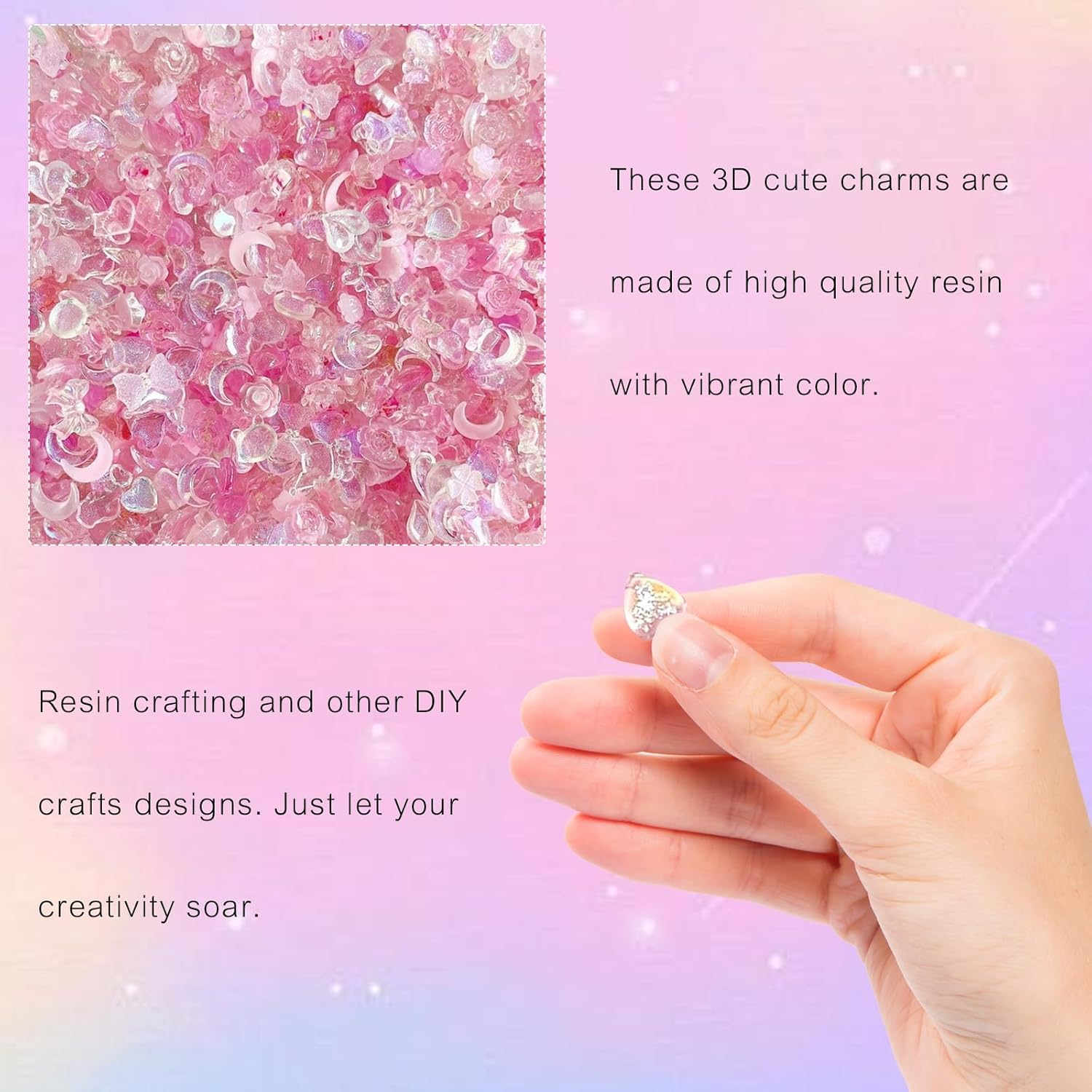 30G Pink Cute Kawaii 3D Nail Charms,Bow Star Moon Rabbit Fishtailsnake Peach Blossom Camellia Love Shell Nail Gems and Charms Bulk,Resin Charms for Acrylic Nail Decoration DIY Crafts,Junk Case Charm image number 6