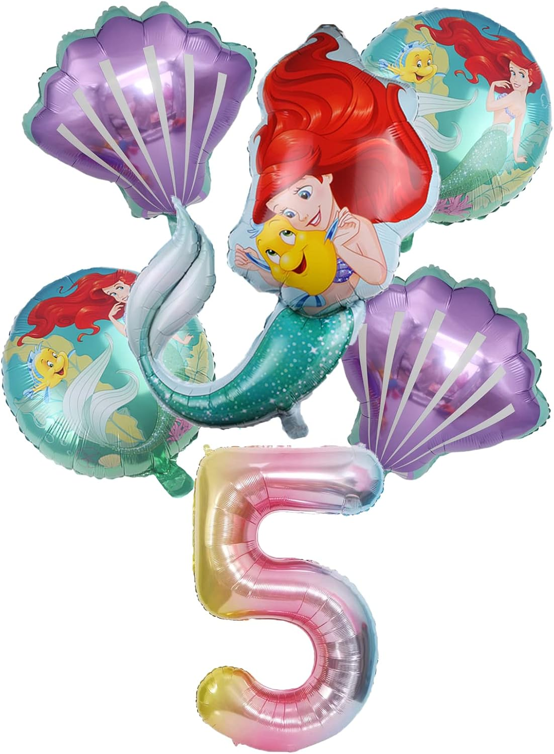 Little Mermaid Balloons Party Supplies Princess Mermaid 5Th Birthday Balloon Bouquet Decorations (Mermaid 5Th Birthday)