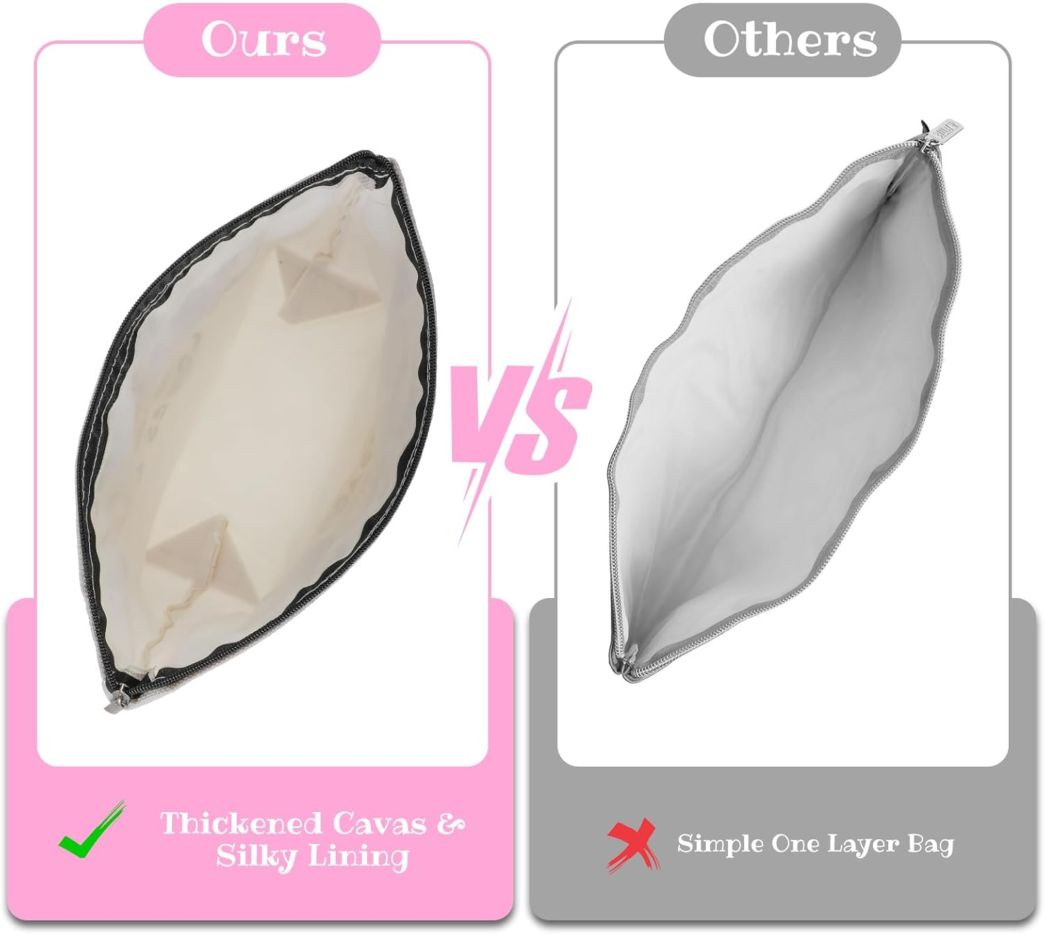 Pack of 2 Cat Make up Bags, Toiletry Bag, Cute Gifts for Cat Mothers for Cat Lovers, Cute Cat Things, Cosmetic Bag with Cat Motif and Zip for Women, Sisters image number 4