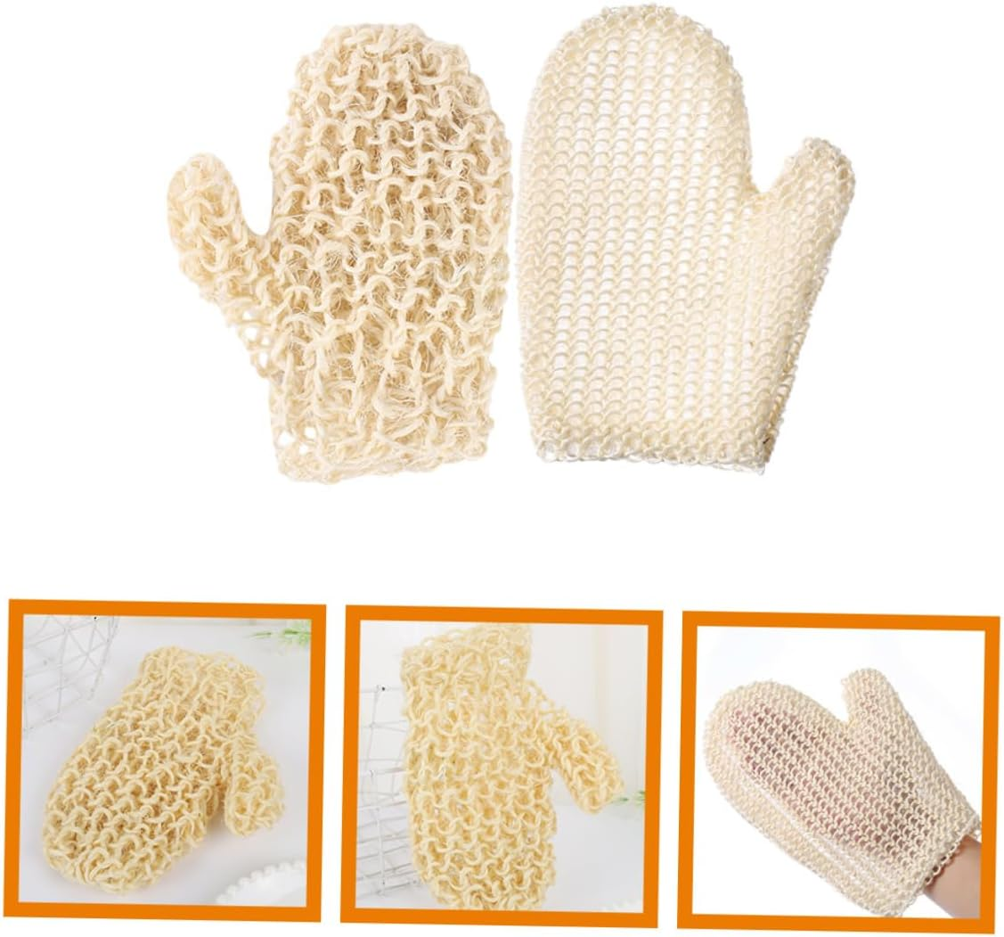 EXAOMBLE 2Pcs Exfoliating Bath Mitts Whole Sisal Scrubbing Gloves for Deep Skin Cleansing Gentle Exfoliation for Men and Women in Hotels Homes Dorms image number 6