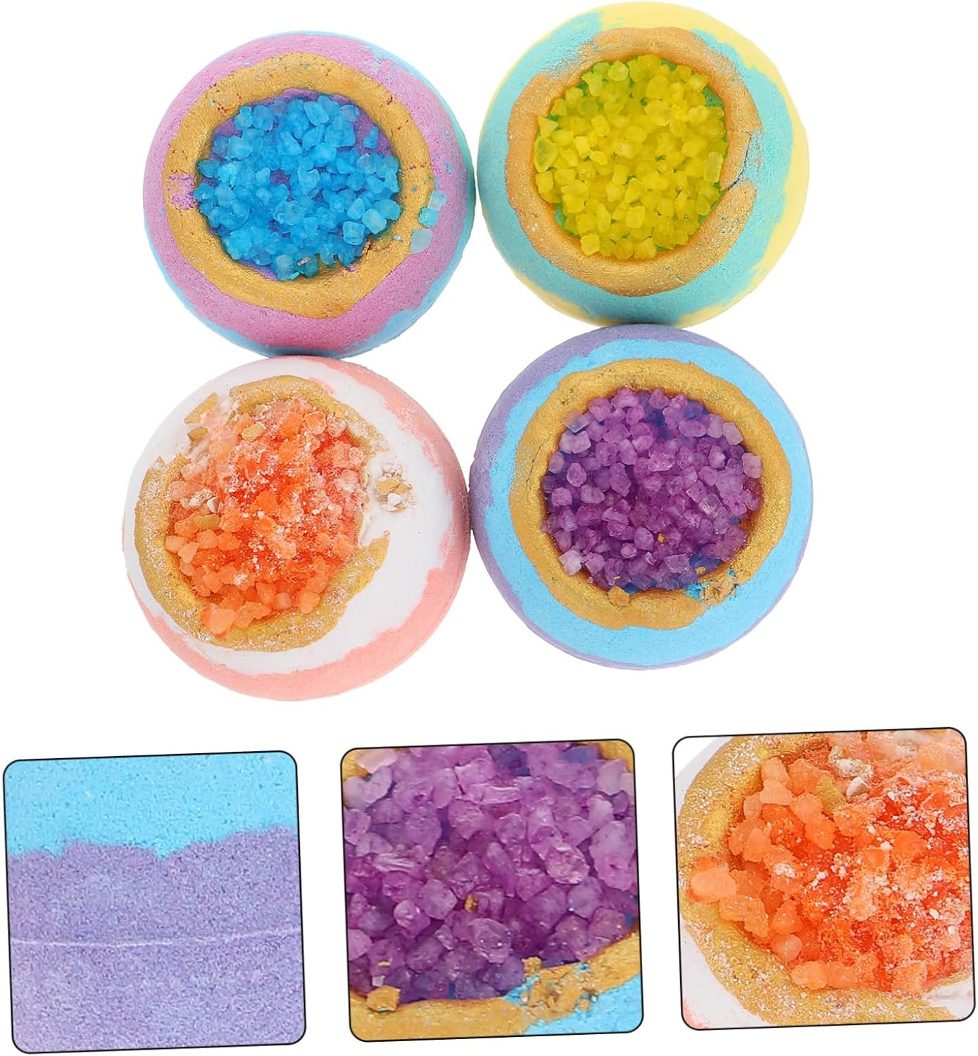 4-Pack Portable Spa Bath Set Box Sea Salt Essential Oil Bubble Balls Relaxing Bath Accessories Face Foot Skin Cleanser for Family Friends image number 6