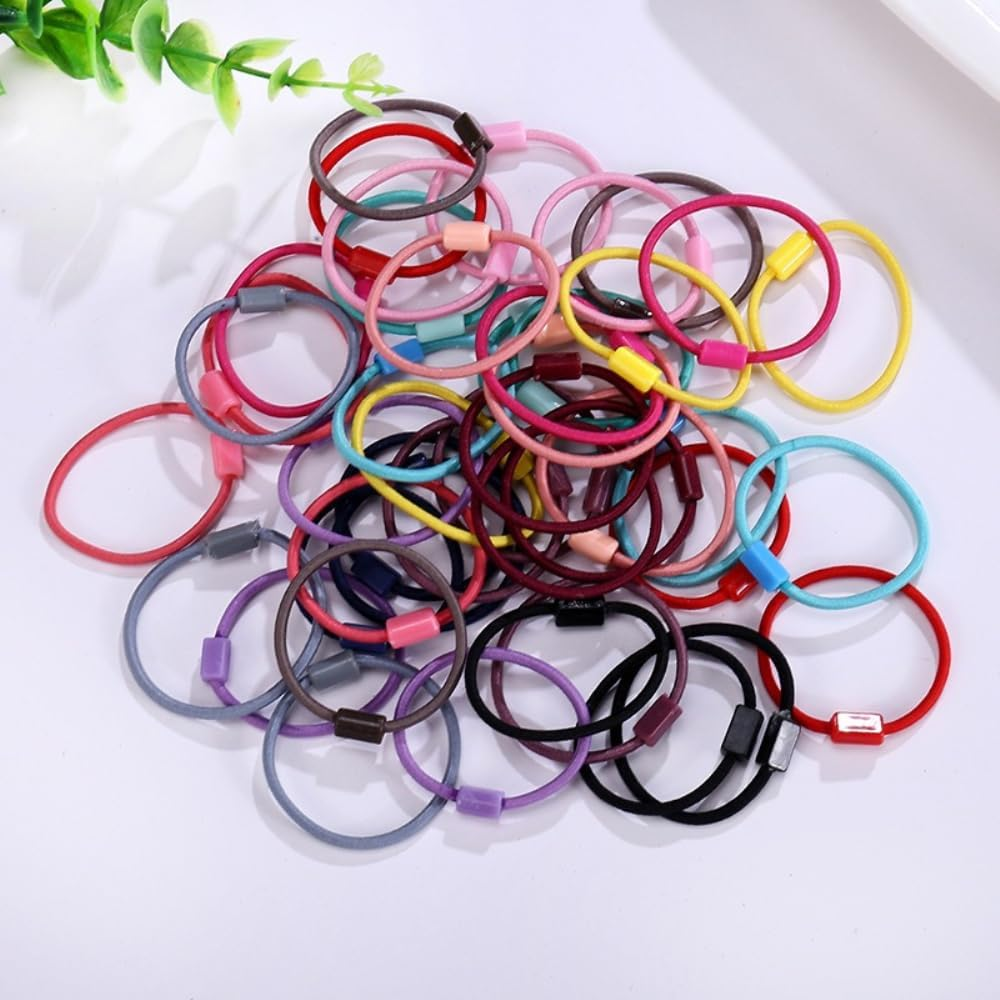 Pack of 50 Small Hair Bobbles, Colourful Elastic Hair Bands, 3.5 Cm Mini Hair Ties, Multicoloured Soft Hair Rings, Hair Accessories, Hair Accessories for Ponytail, Thin Braids, Dreads Braids, Light image number 1