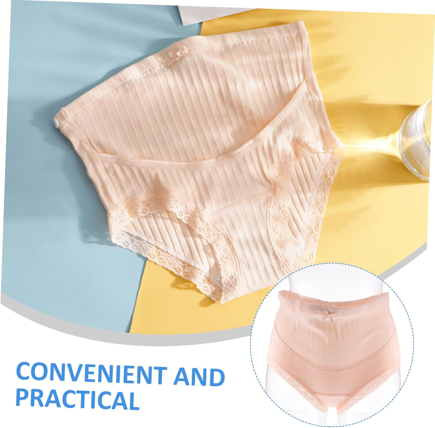 Baluue 3Pcs Maternity High Waist Cotton Panties for Pregnant Women Adjustable Waistband Comfortable Everyday Wear Underwear