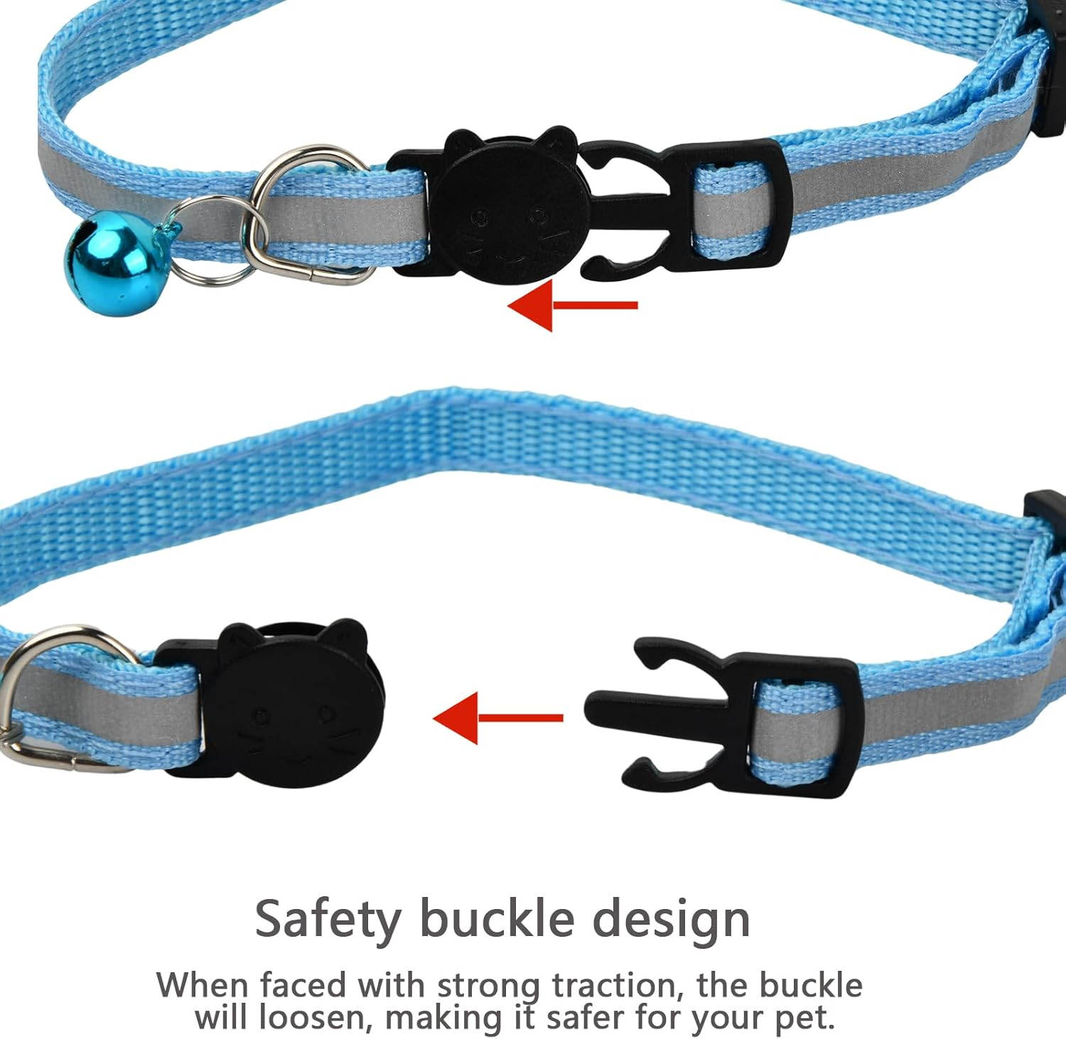 Airtag Cat Collar Breakaway, Reflective Kitten Collar with Apple Air Tag Holder and Bell for Girl Boy Cats image number 2