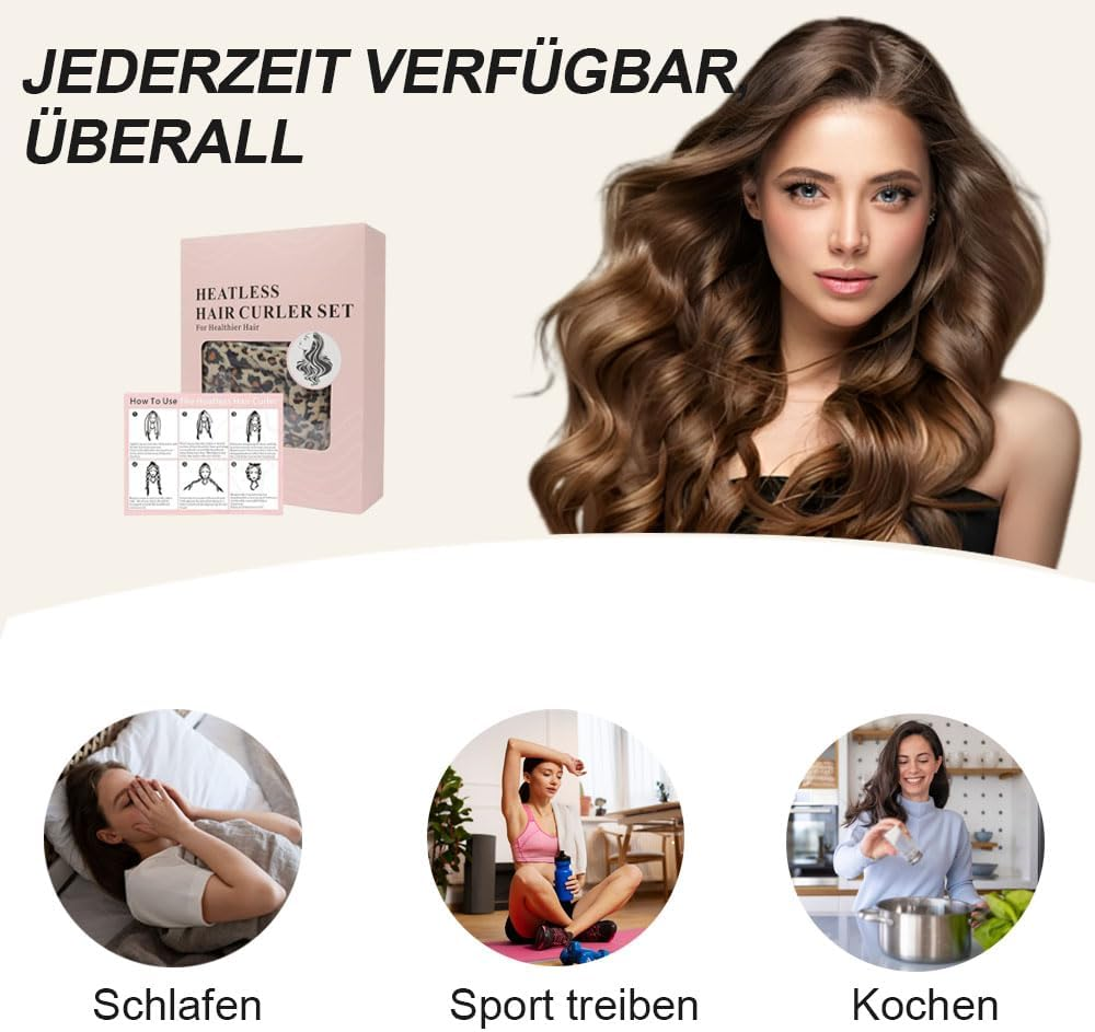 CUEMOON Hair Rollers Overnight Long Hair, Satin Curls without Heat, 180 Cm Soft Velvet Non-Slip Sleep, 9 Pieces Curls Overnight Set with Sleep Cap for Long Hair image number 4