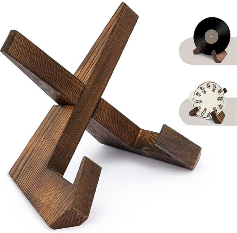 Meafeng 6.5 Inch Wooden Picture Frame Stand, Plate Display Stand, Tabletop Decorative Picture Stand for Display Collection (Wood Color) image number 2