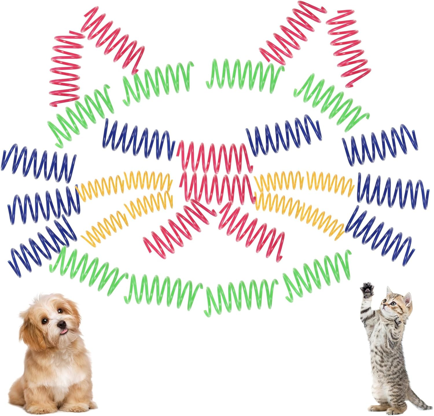 Pack of 32 Spiral Cat Toy Spirals, 4 Colours Cat Spirals Toy, Funny Cat Spiral Toy, Interactive Cat Spiral Cat Games, Cats Spiral Spring Relieves Boredom at Home image number 5