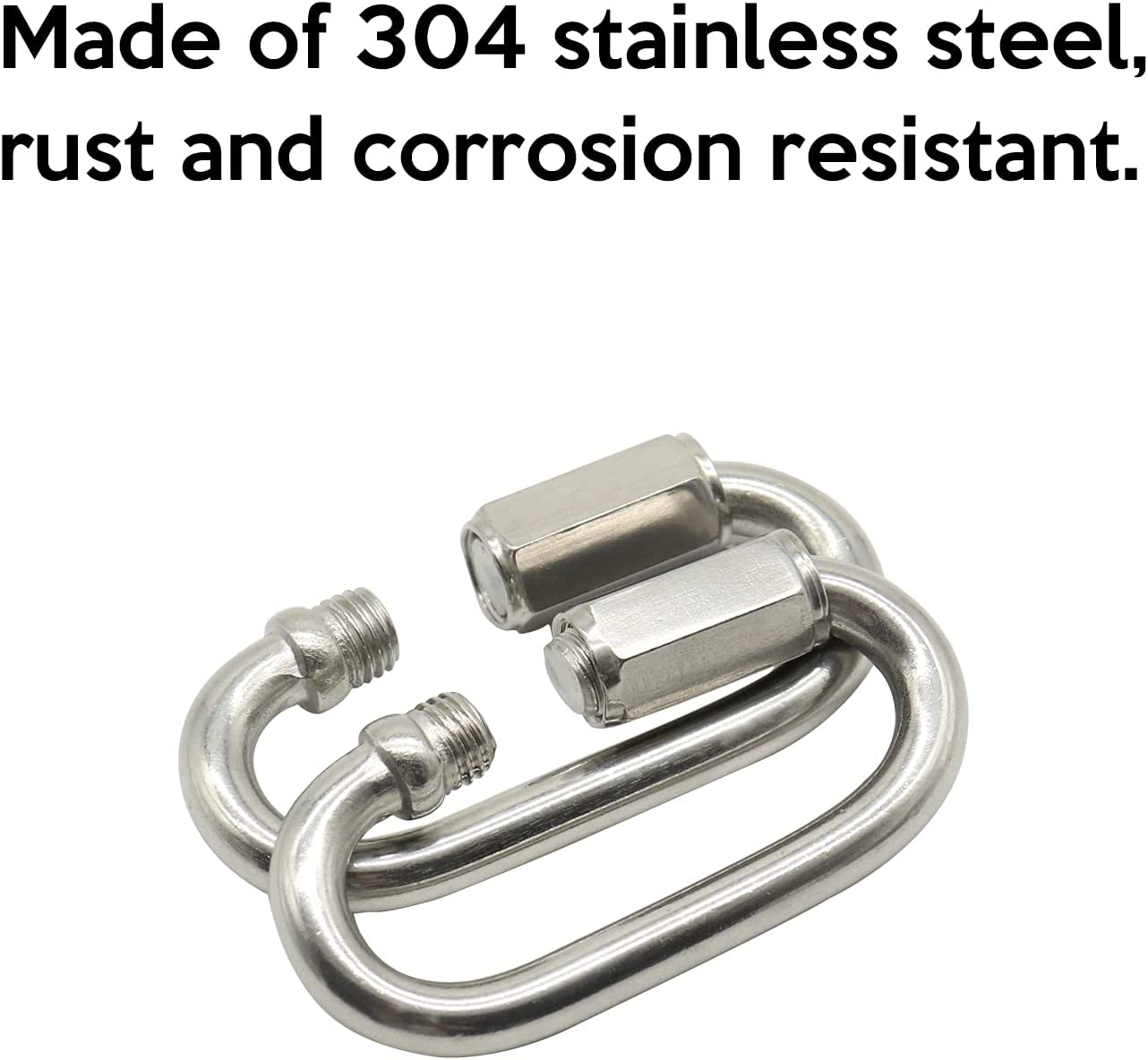 Worthplanet 10 Packs Stainless Steel Oval Carabiner Threaded Quick Link M4/M5/M6/M8 for Hammock, Camping and Outdoor Equipment W060007 image number 4