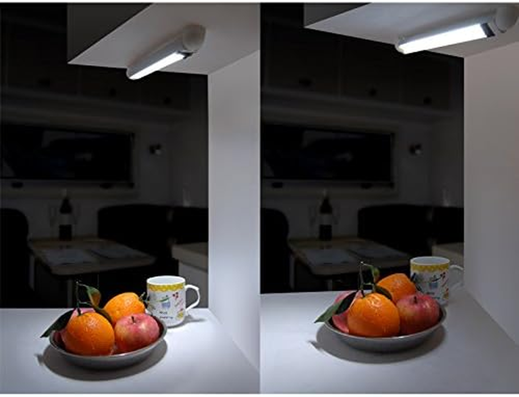 Dream Lighting 12V DC LED Swivel Strip Light under Cabinet Lighting with Switch 140Lumens 298Mm White Aluminum Shell Cool White Rotating Rail Lamps Boat Yacht Caravan Motorhome Campervan Pack of 2 image number 2