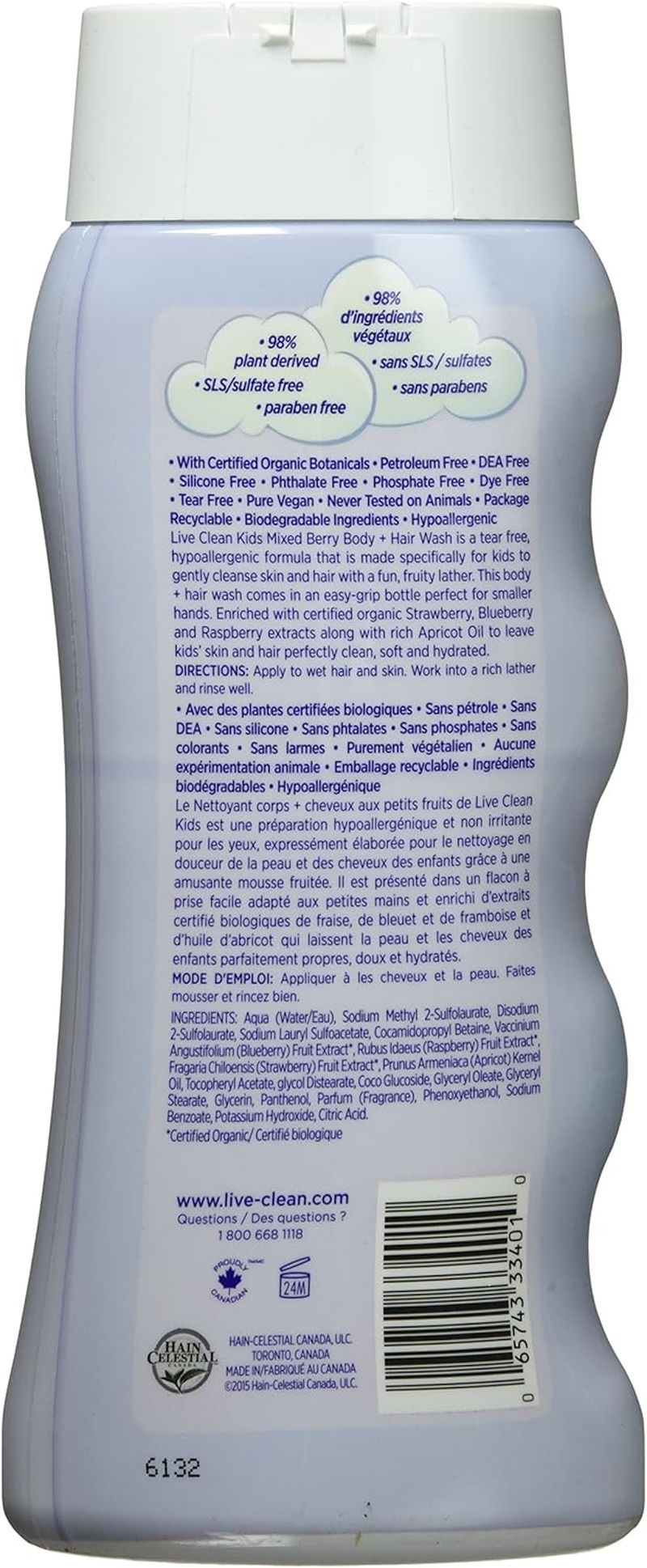 Live Clean Kids Tear Free Hypoallergenic Formula Body and Hair Wash Mixed Berry 350 Ml image number 3