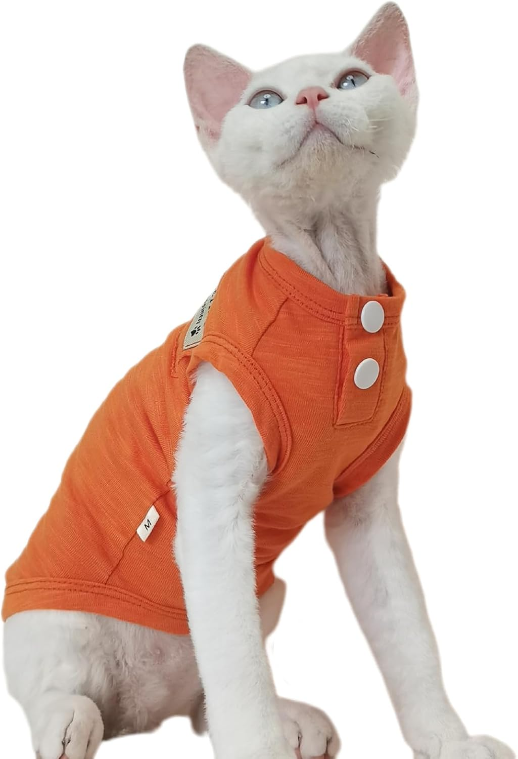 UOSIA Hairless Cat Clothes Summer Cat T-Shirt Breathable Soft Cat Shirts for Cats Only Cotton Pet Pajamas Kitten Vest for Sphynx Cornish Rex Devon Rex Peterbald Small Dogs